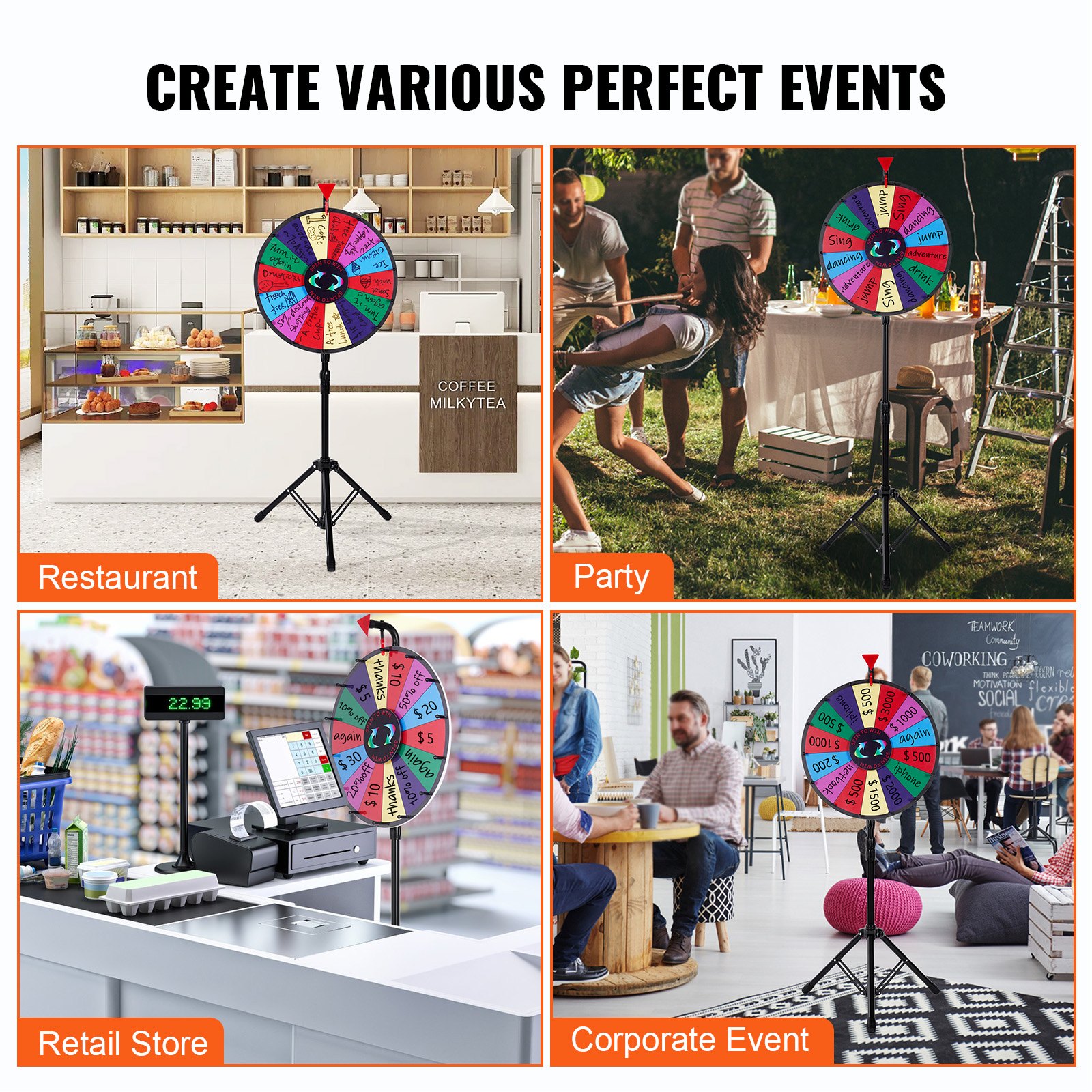 18 Inch Tabletop Prize Wheel 14 Slots Dry Erase - Image 6