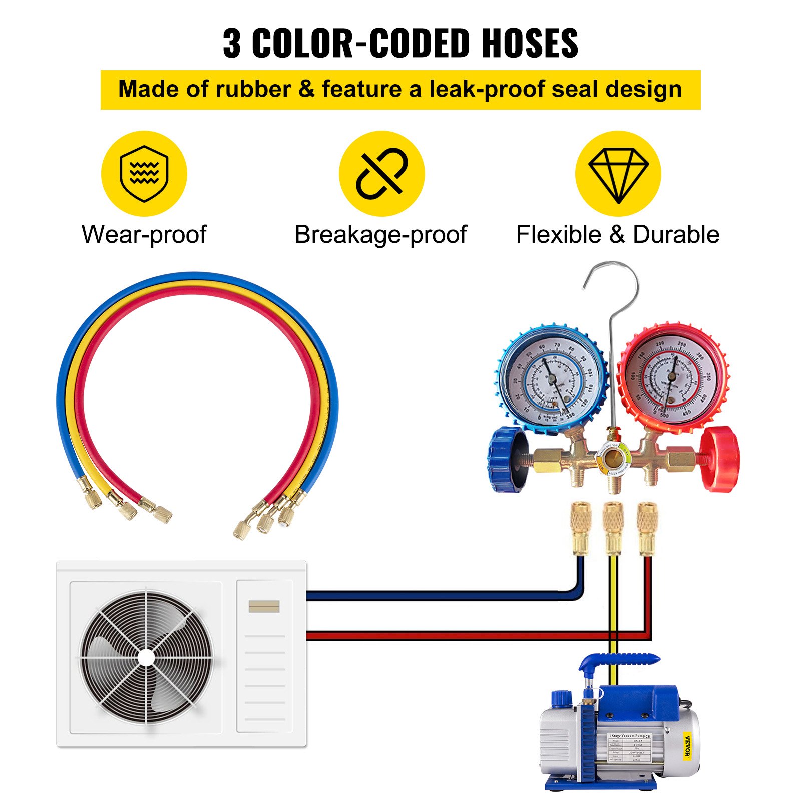 Rotary Vane Vacuum Pump 4CFM 1/4HP with Manifold Gauge - Image 5