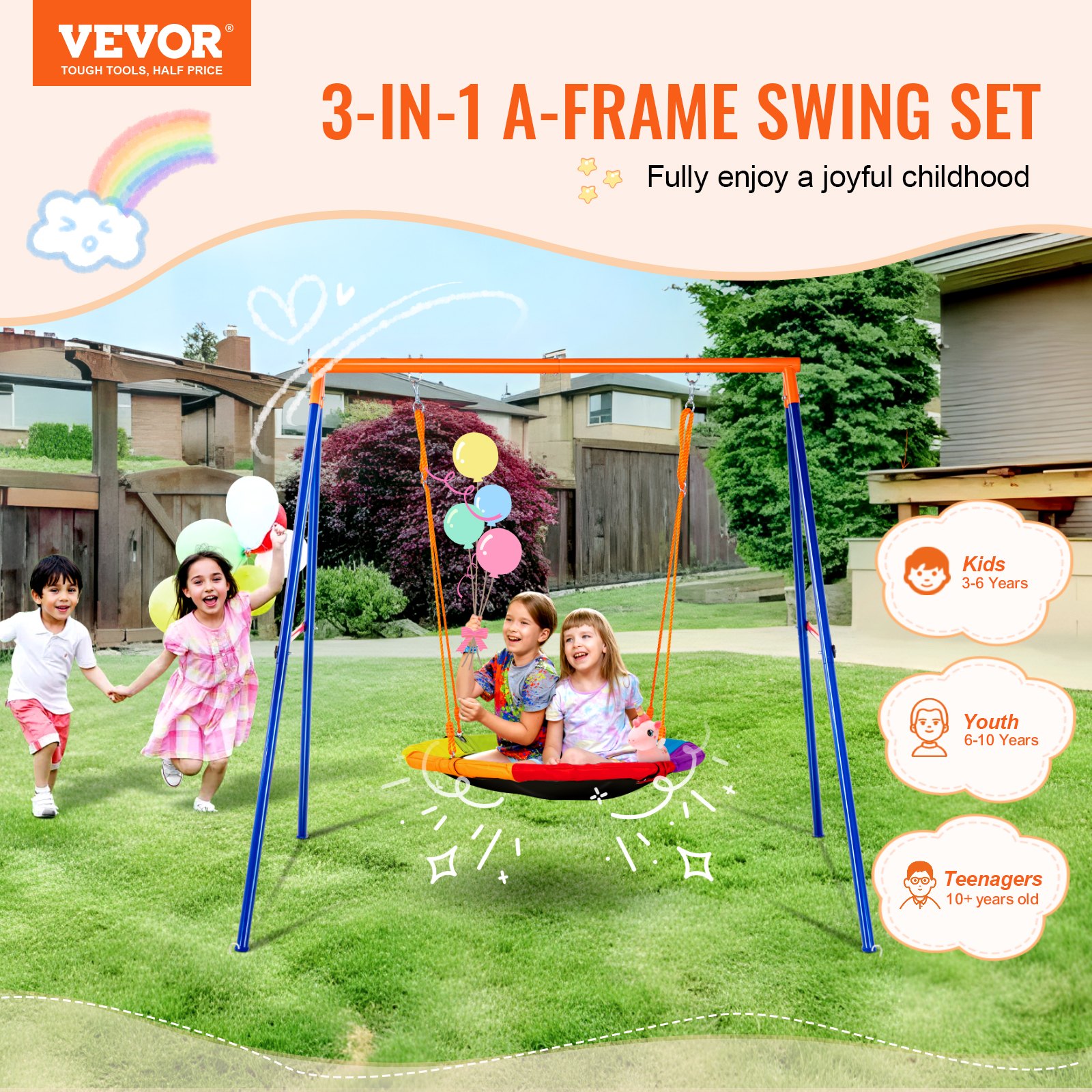 Swing Set 40in Saucer Swing with A Frame - Image 2