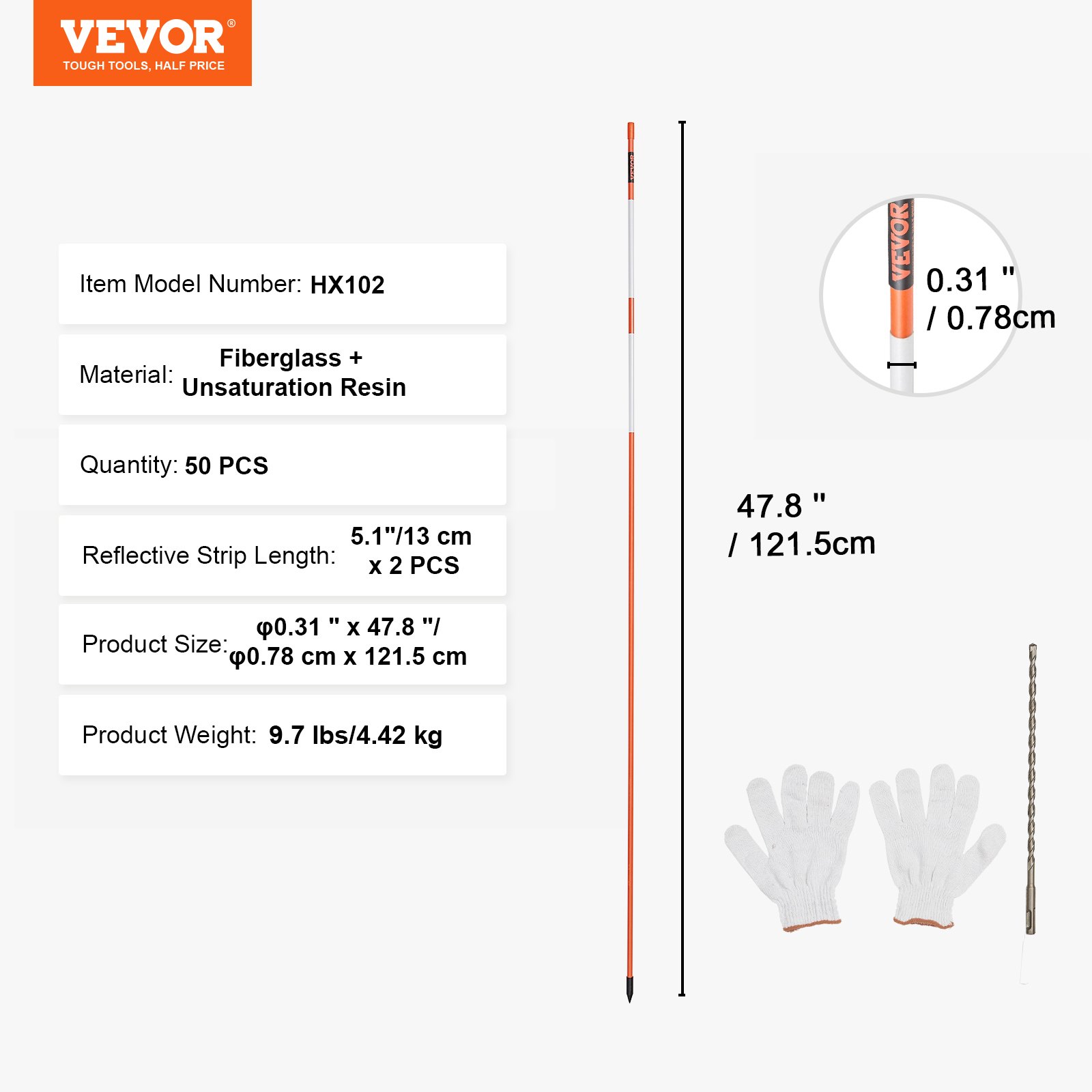 Driveway Markers 50 PCS 121.5cm Orange - Image 7