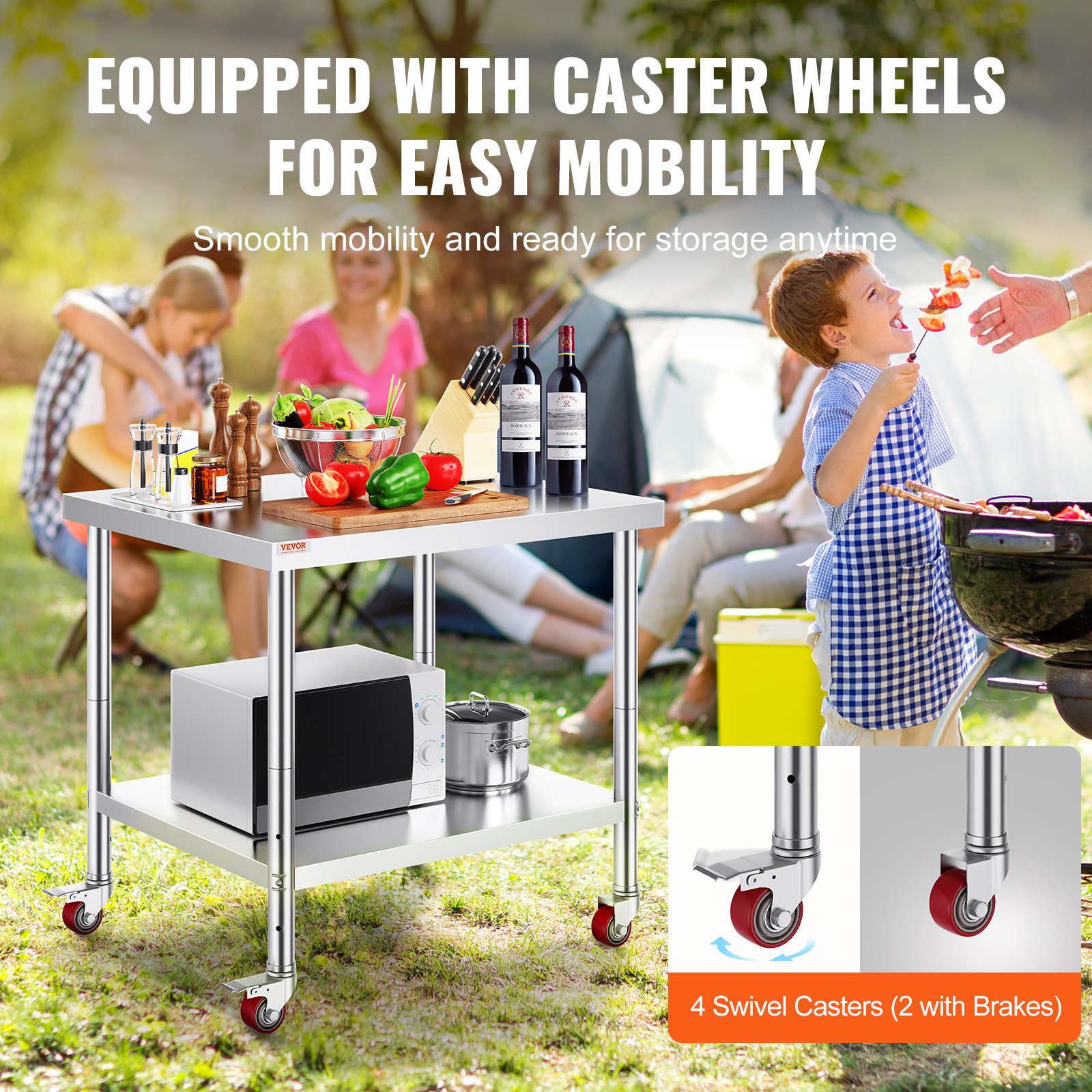 Stainless Steel Work Table 30x36x34 Inch with Wheels - Image 4