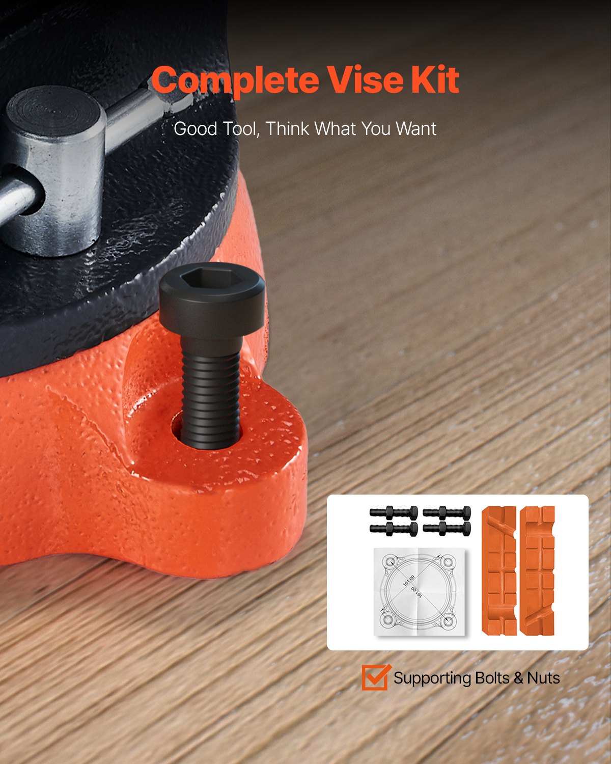203mm Bench Vice Heavy Duty Ductile Iron Swivel - Image 4