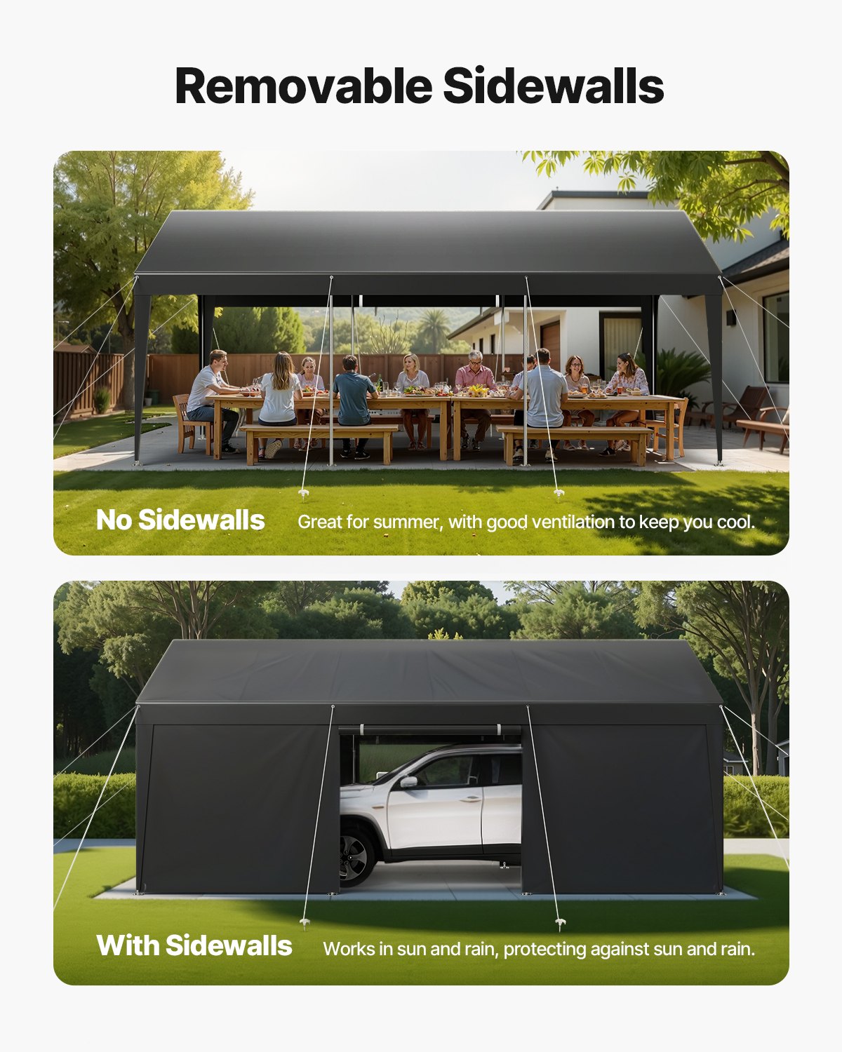 Carport Car Canopy 10x20FT Heavy Duty Sidewalls White Basic - Image 5
