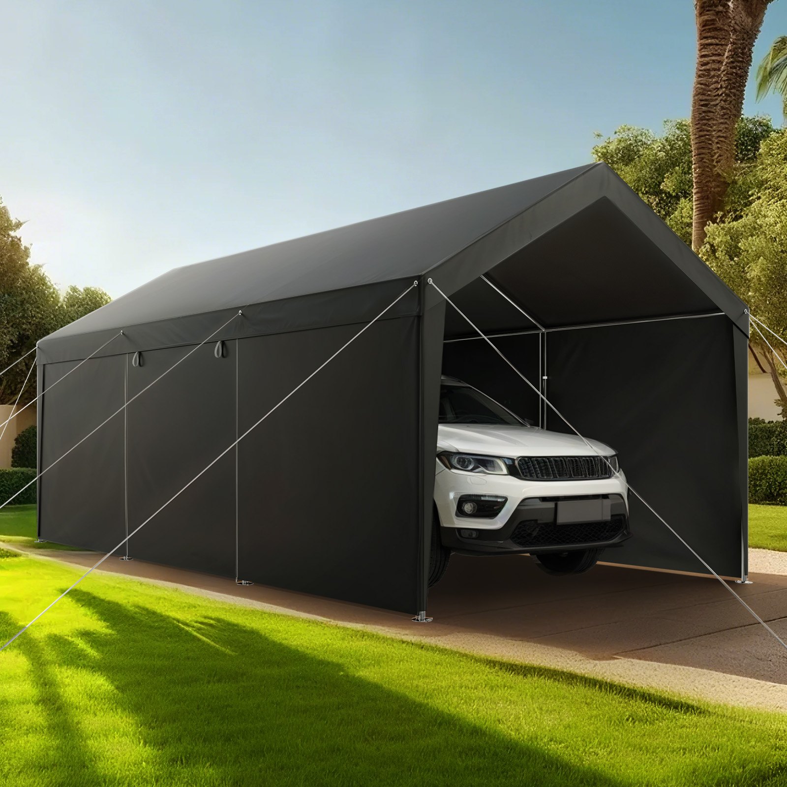 Carport Car Canopy 10x20FT Heavy Duty Sidewalls White Basic - Image 8