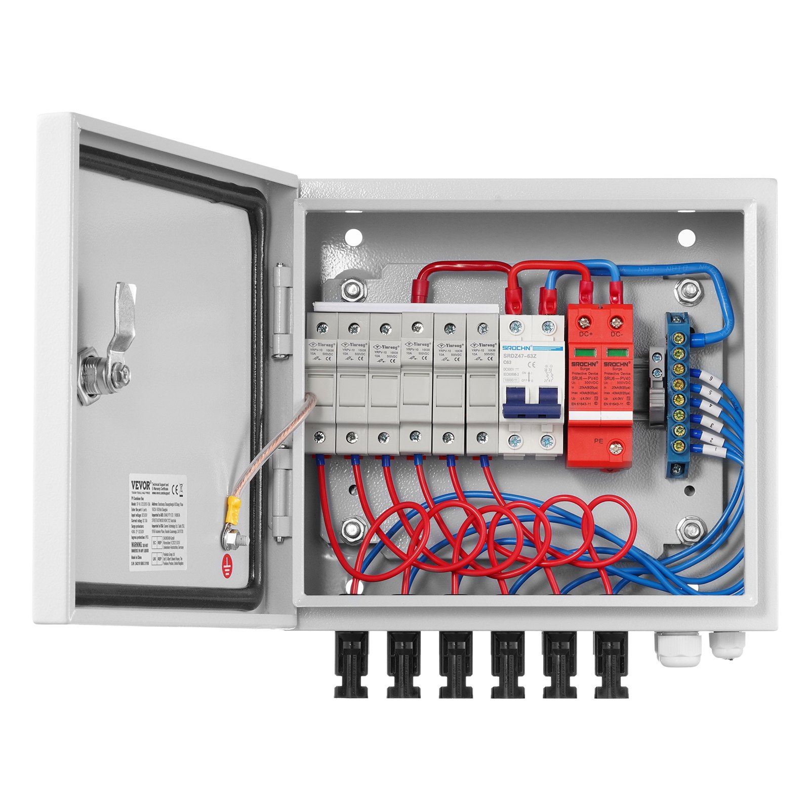 Solar PV Combiner Box 6 String 15A Steel IP65