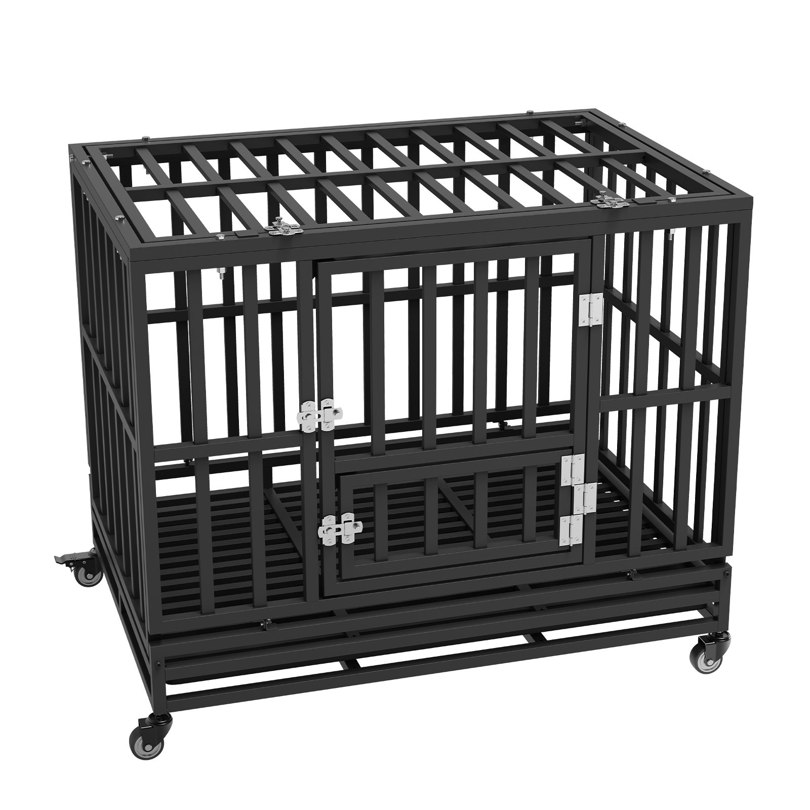 Heavy Duty Dog Crate 38 Inch Metal Kennel with Wheels