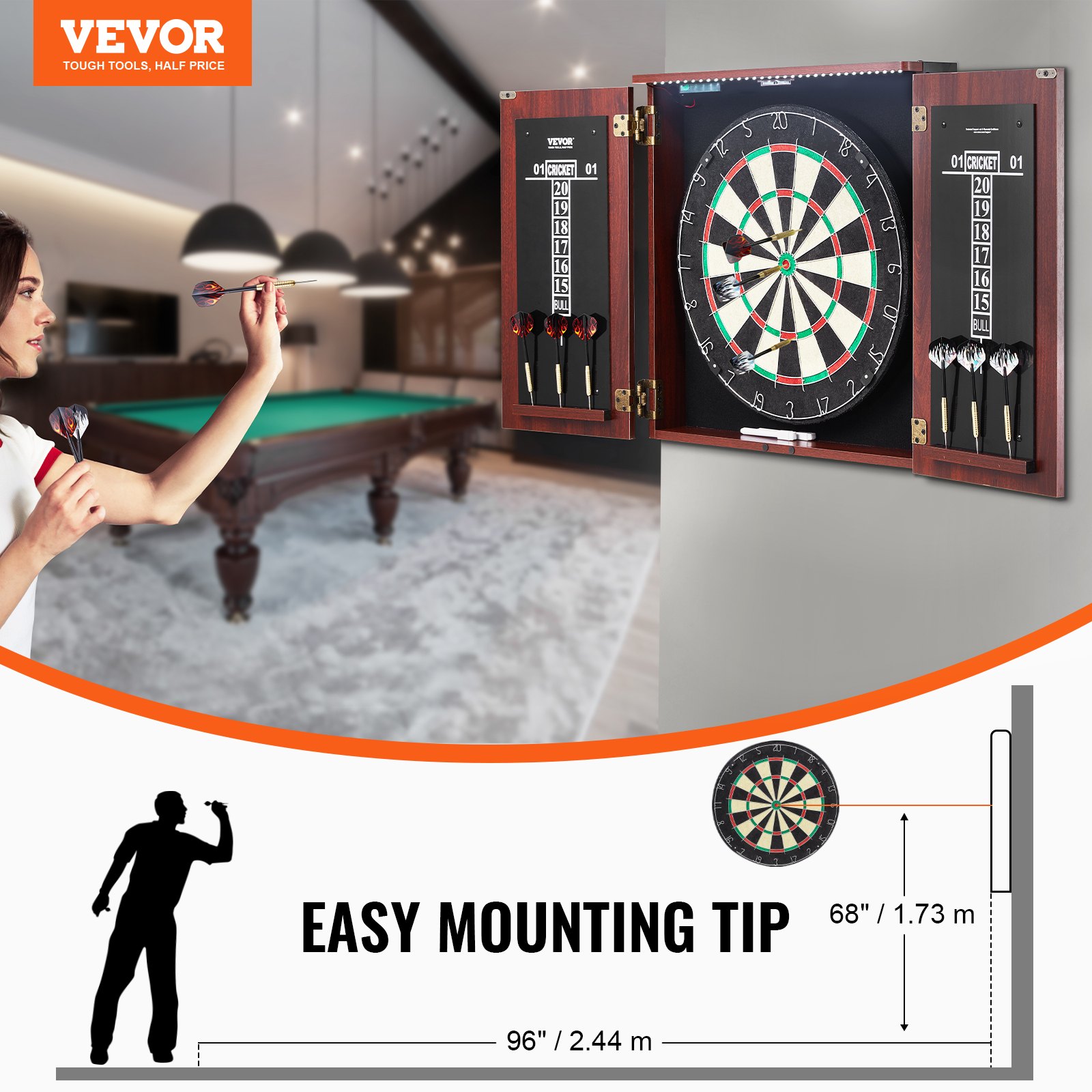 Dartboard and Cabinet Set Official Size Steel Tip - Image 7