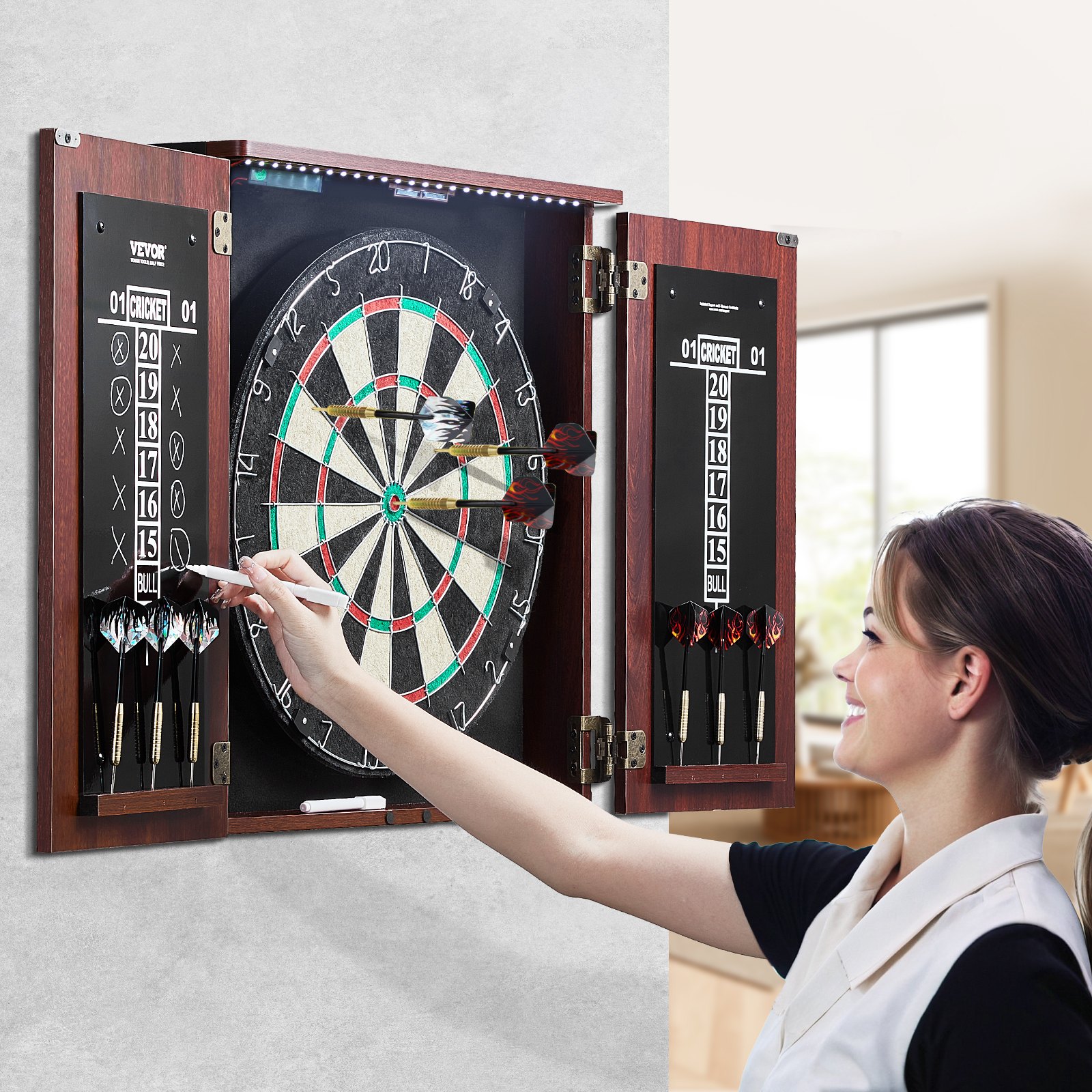 Dartboard and Cabinet Set Official Size Steel Tip - Image 8