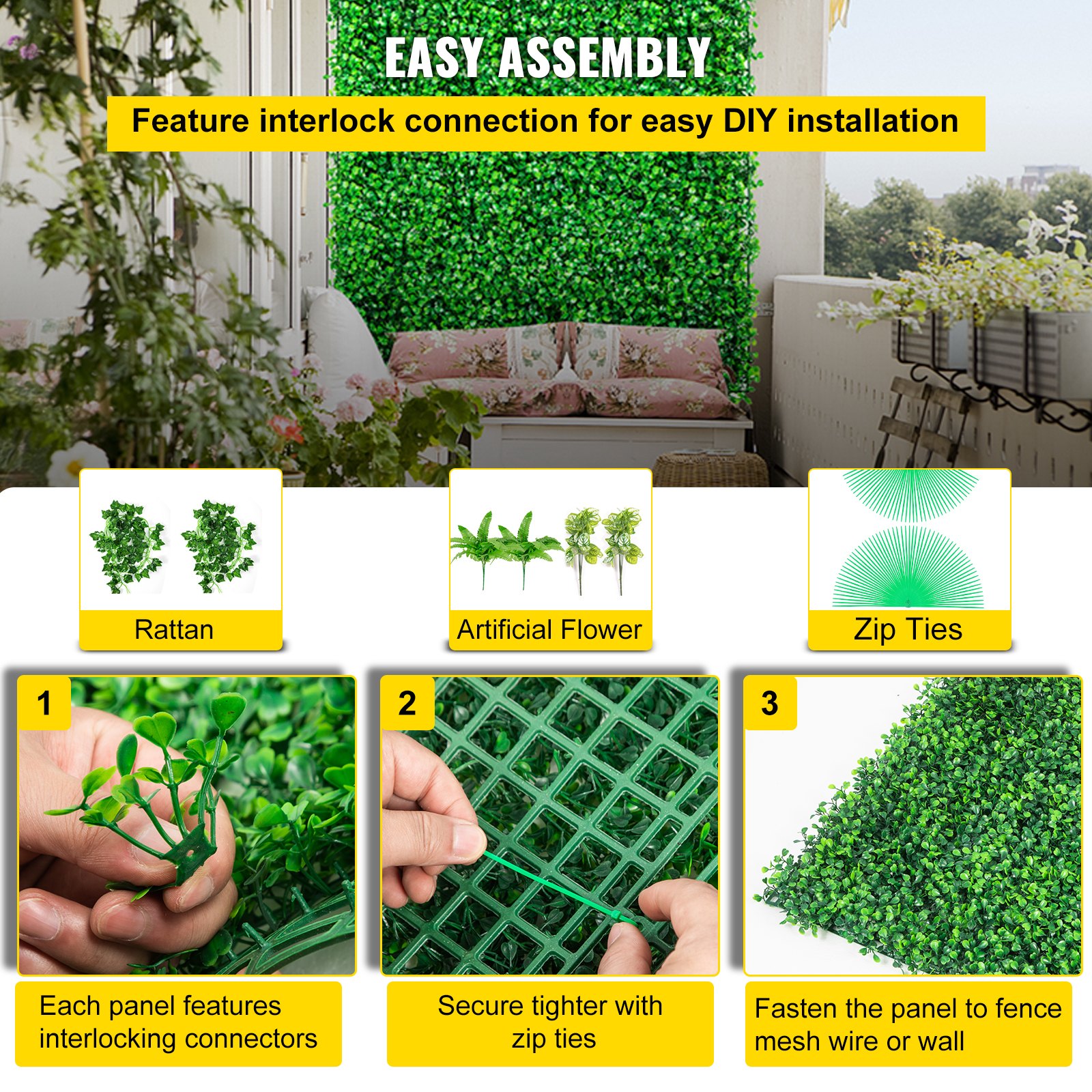 Artificial Boxwood Panels 14 PCS 50.8x50.8cm - Image 6