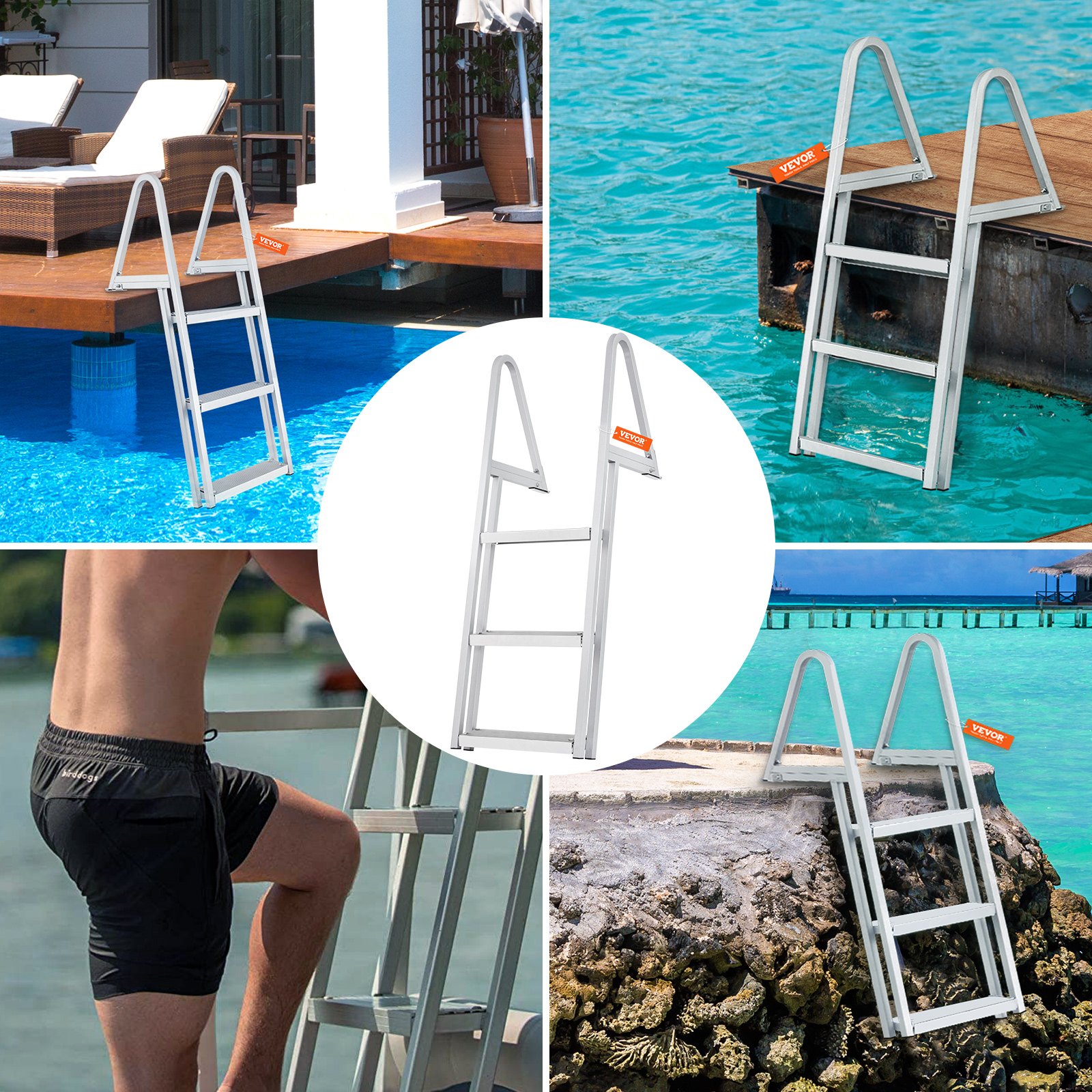Dock Ladder Removable 3 Steps 159kg Aluminum - Image 6
