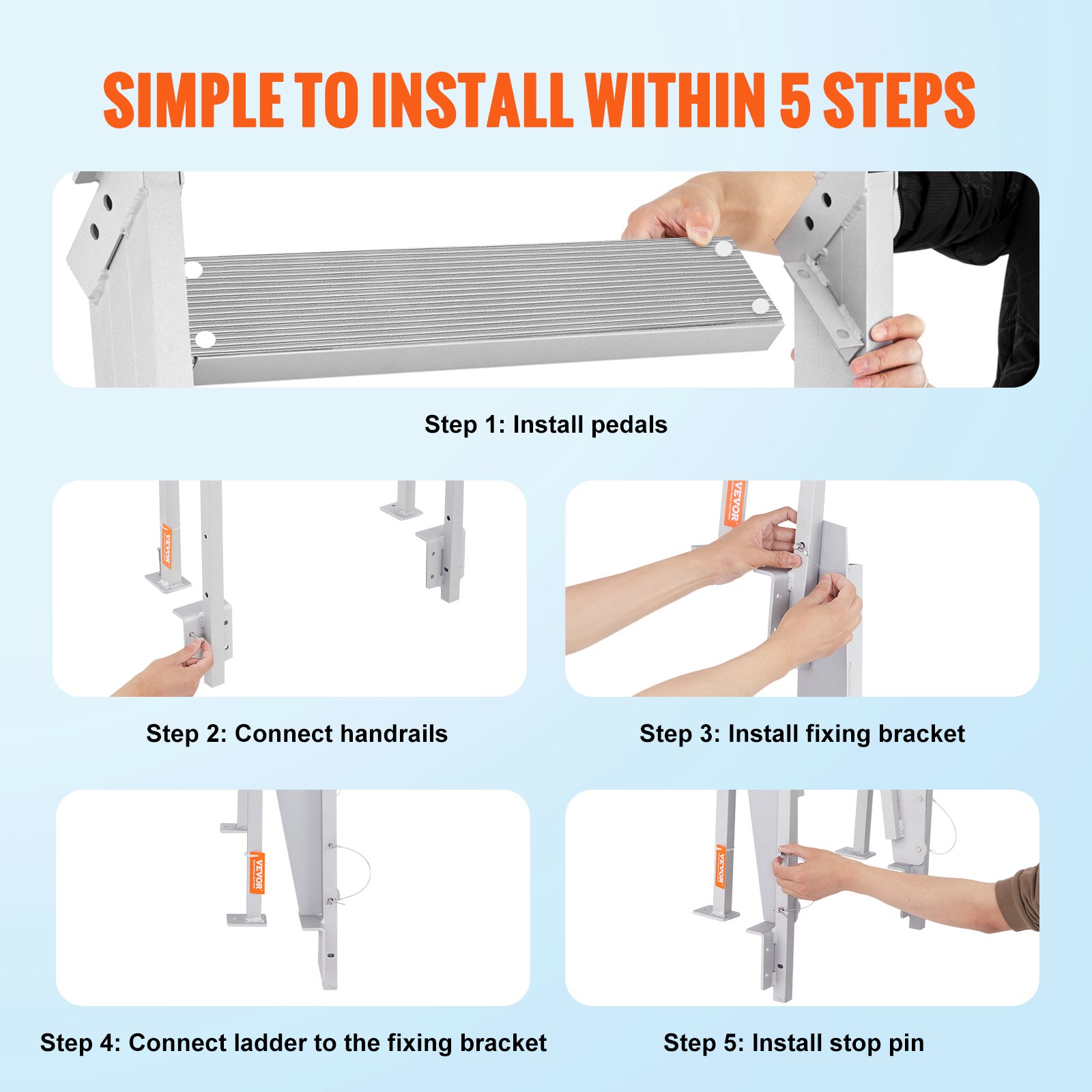 Dock Ladder Flip-Up 5 Steps 350lbs Aluminum - Image 6