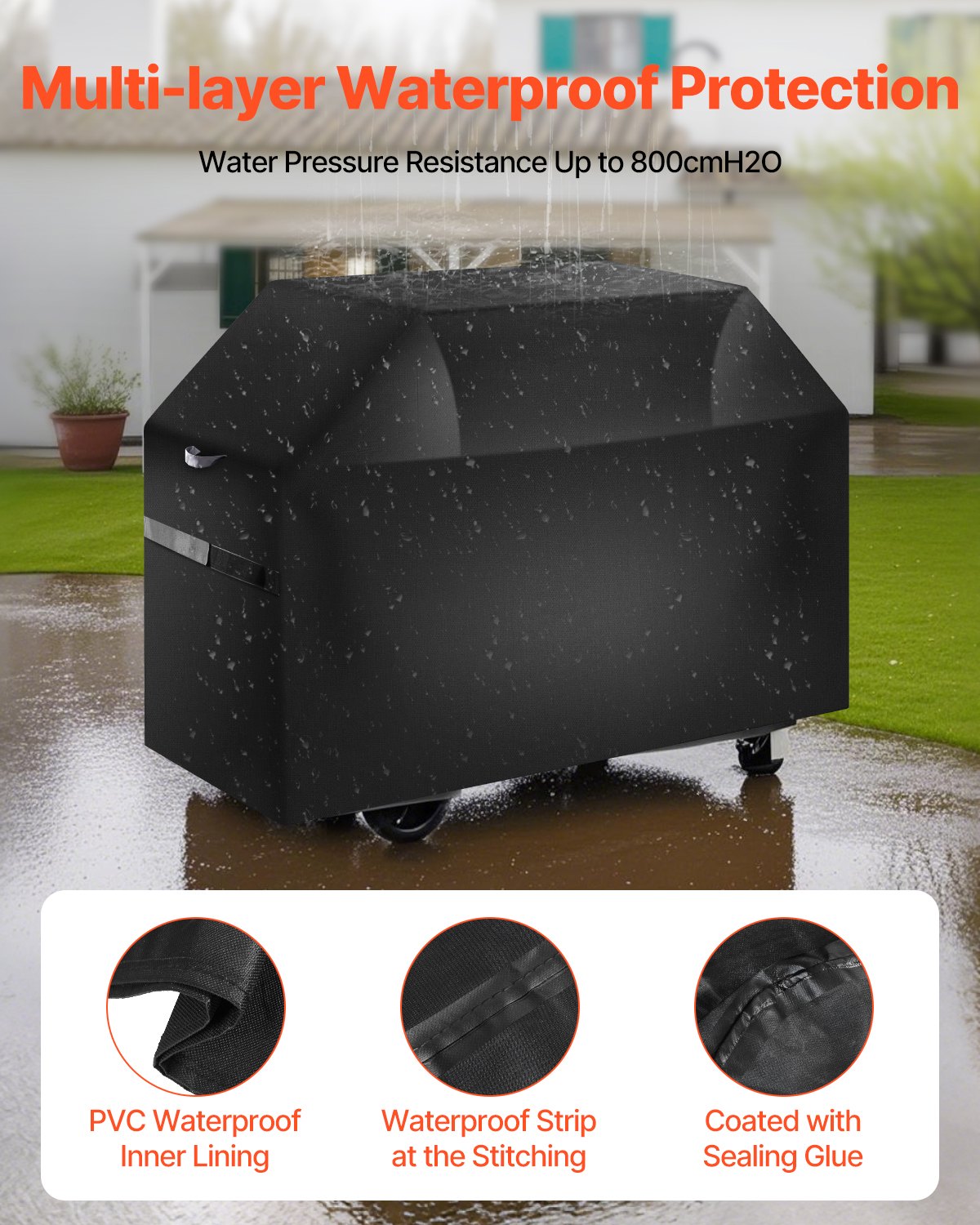 65 Inch Grill Cover Heavy Duty Waterproof - Image 3