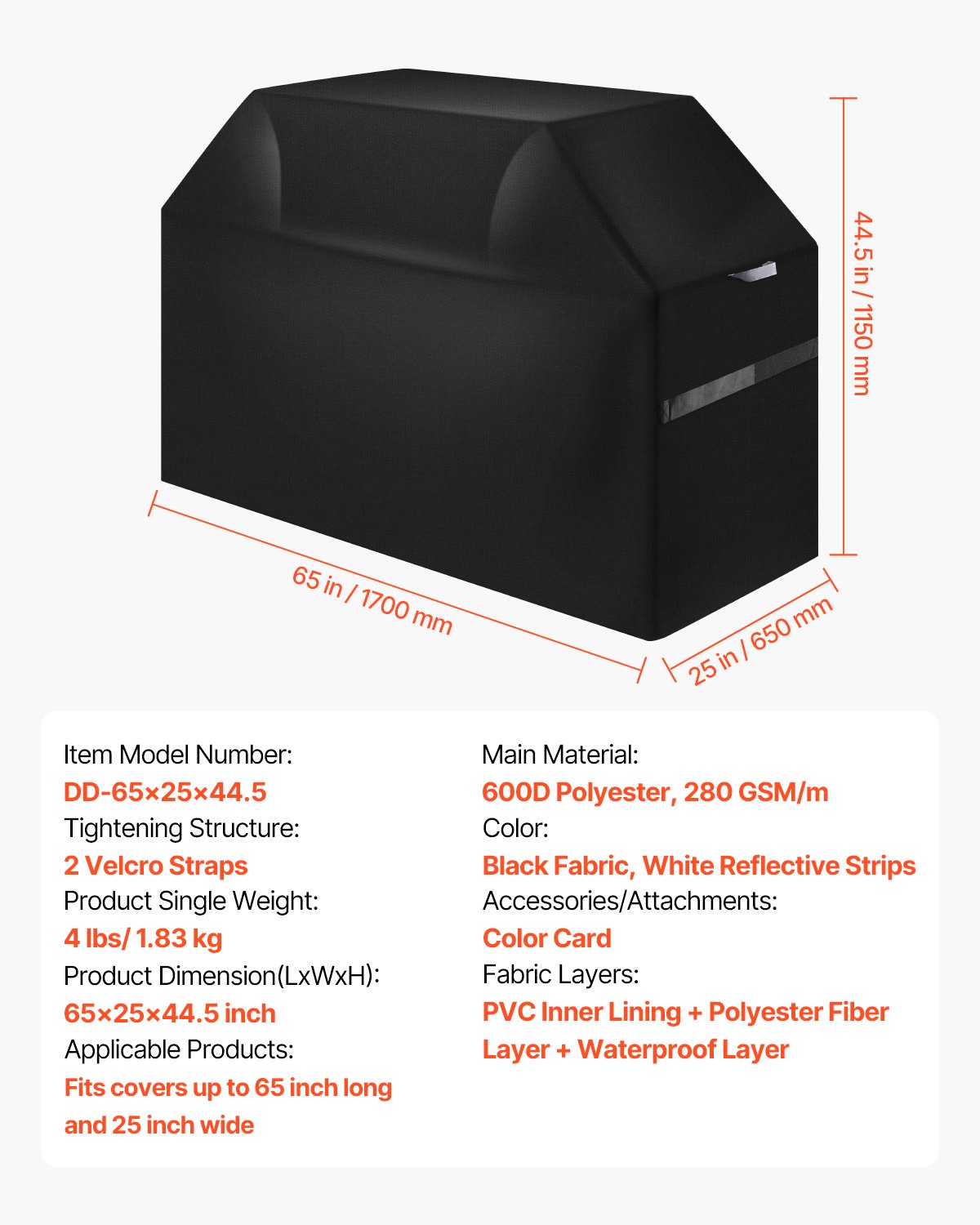 65 Inch Grill Cover Heavy Duty Waterproof - Image 7