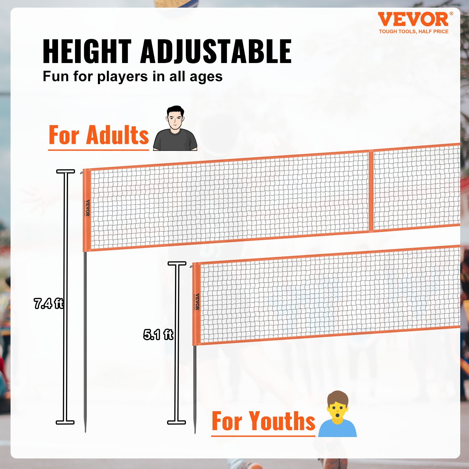 4-Way Volleyball Net Adjustable Badminton Set - Image 2