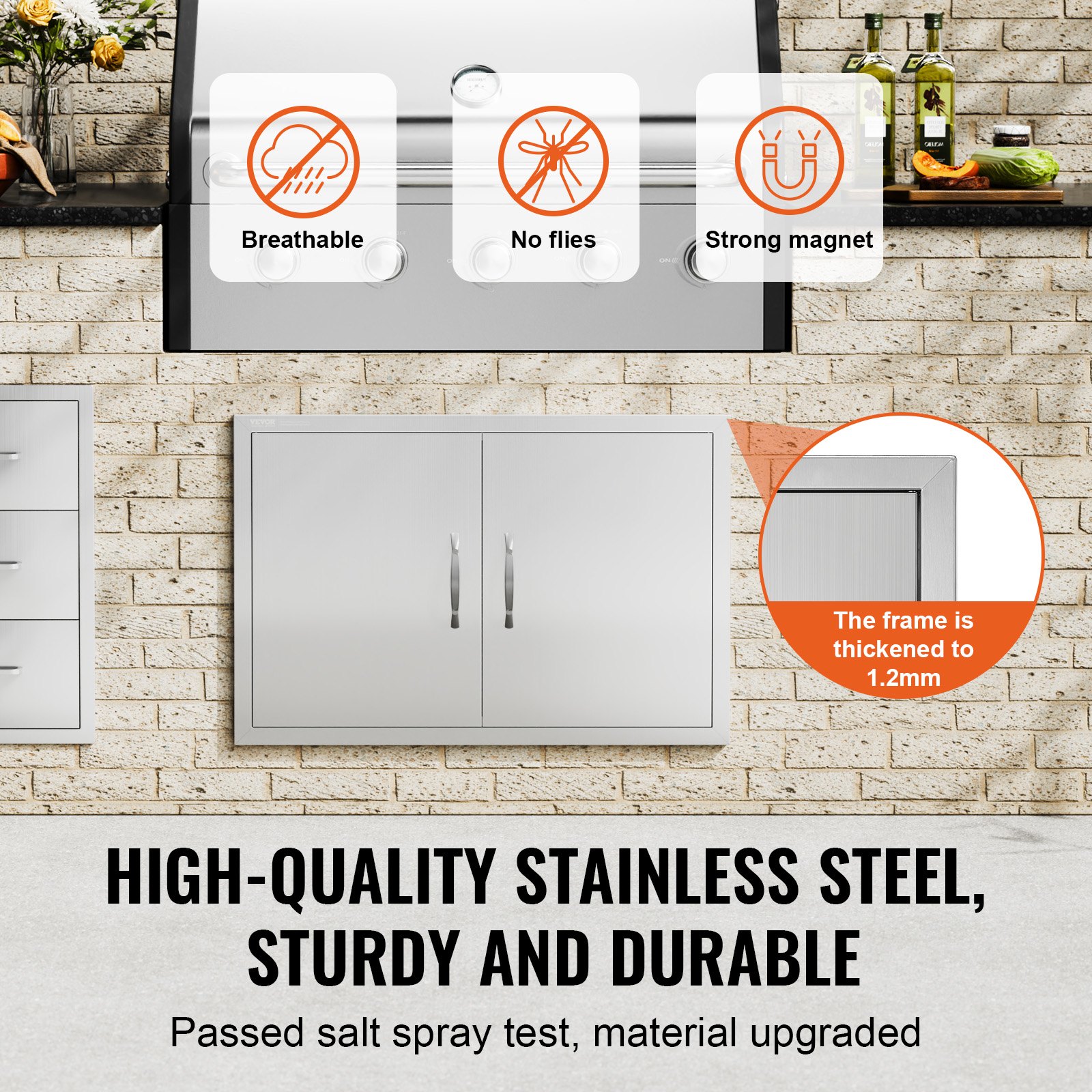 BBQ Access Door 838x558mm Double Stainless Steel - Image 3