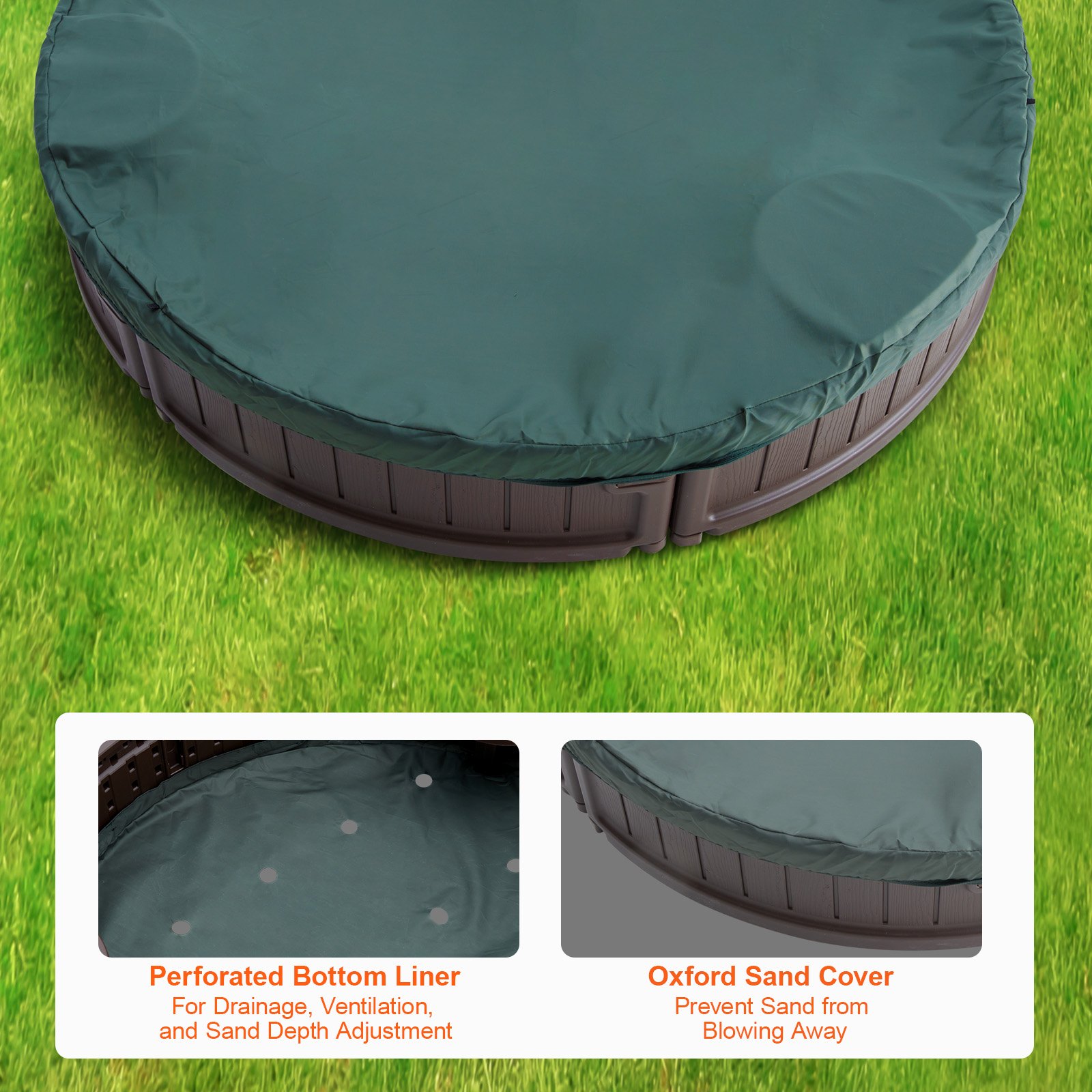 Sandbox with Cover 72x41.5x9.1 Inch Brown - Image 5