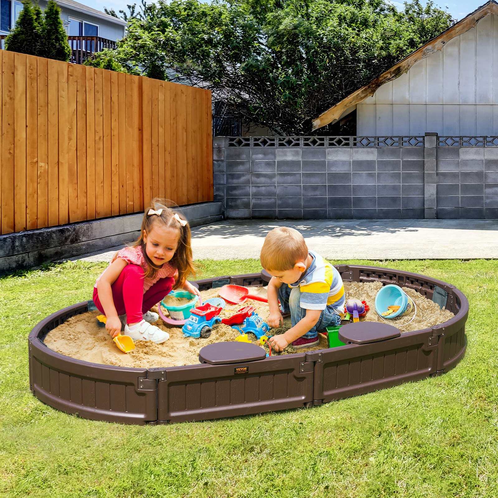 Sandbox with Cover 72x41.5x9.1 Inch Brown - Image 8