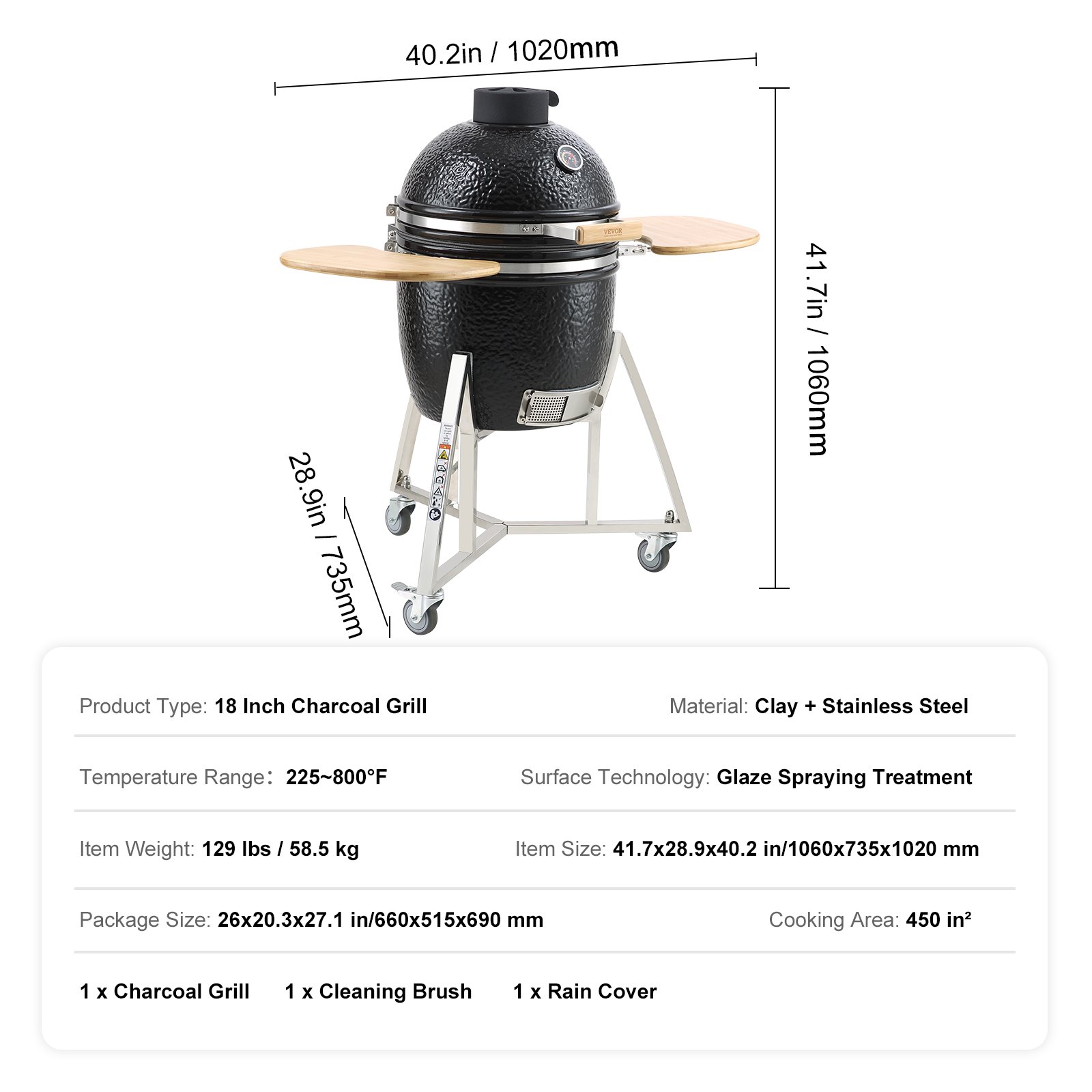 Portable Charcoal Grill Propane Gas with Cover Black - Image 7