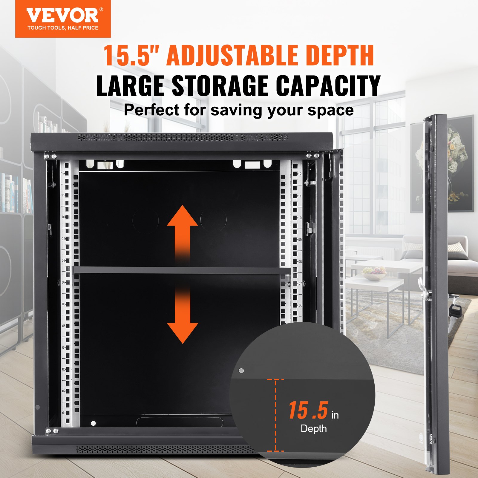 9U Wall Mount Server Cabinet 39.37cm Deep Locking - Image 2