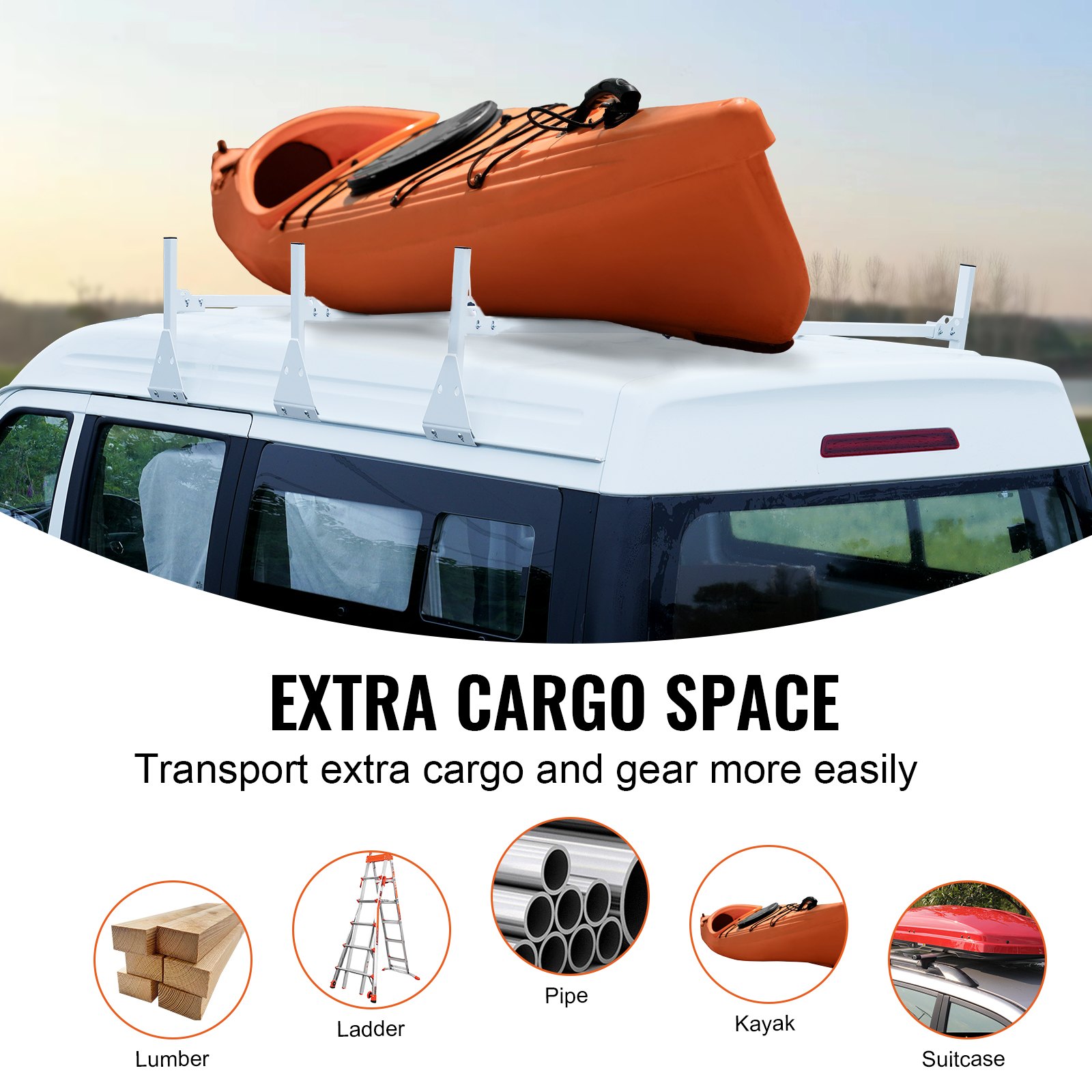 3 Bar Van Roof Ladder Rack Adjustable - Image 6