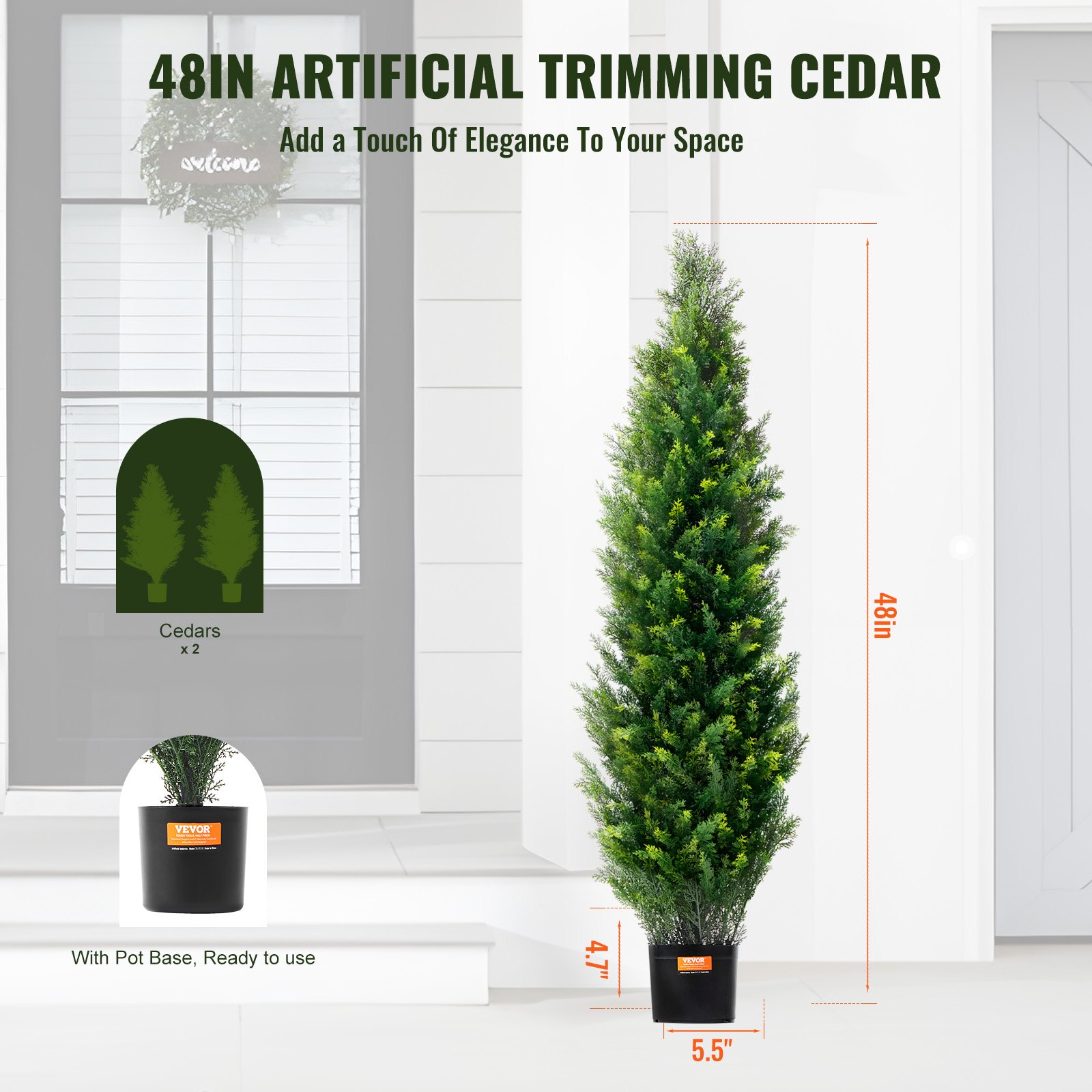 2 Pack 4 ft Artificial Cedar Topiary Tree - Image 6