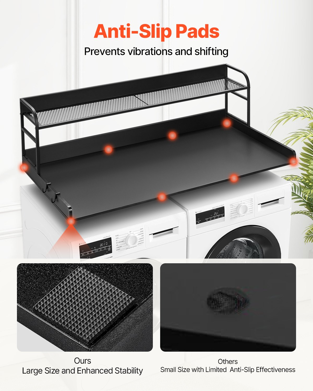 Washer Dryer Countertop with Shelf 54x27 Inch Black - Image 5