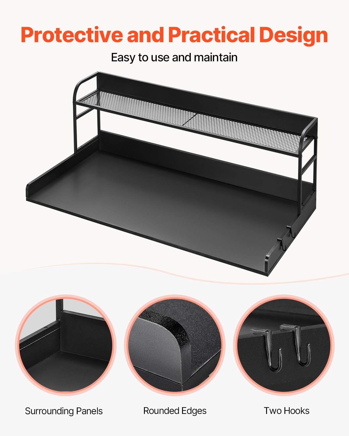 Washer Dryer Countertop with Shelf 54x27 Inch Black - Image 6