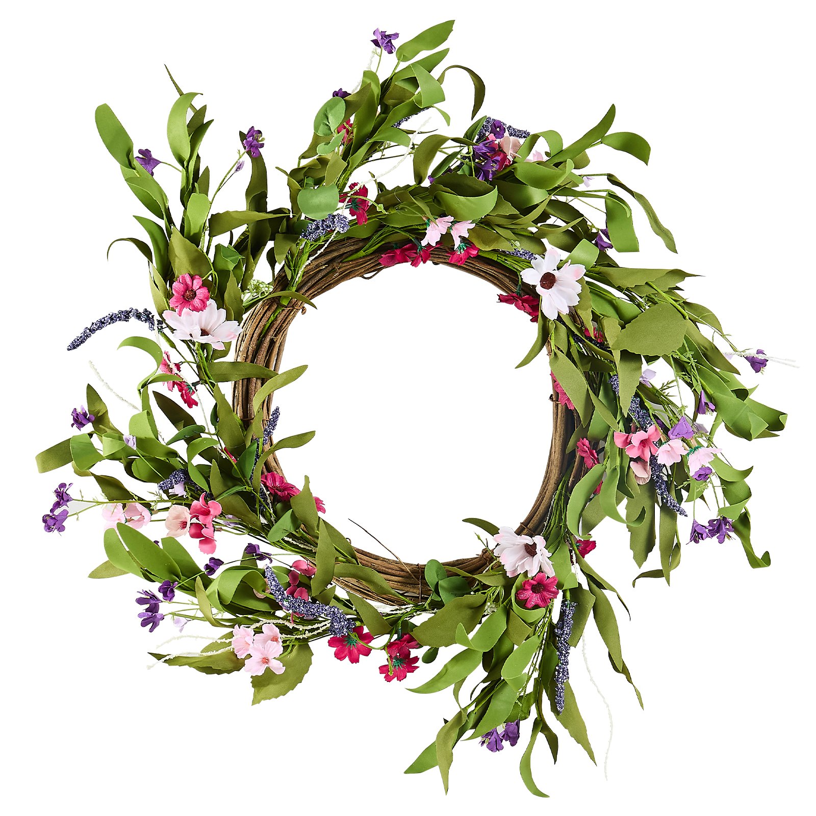 Artificial Wreath 55.88cm Pink Green Daisies