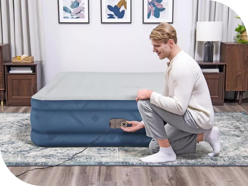 Bestway 2.03m Fortech Snugable Top Air Mattress Queen Built-In Pump - Image 2