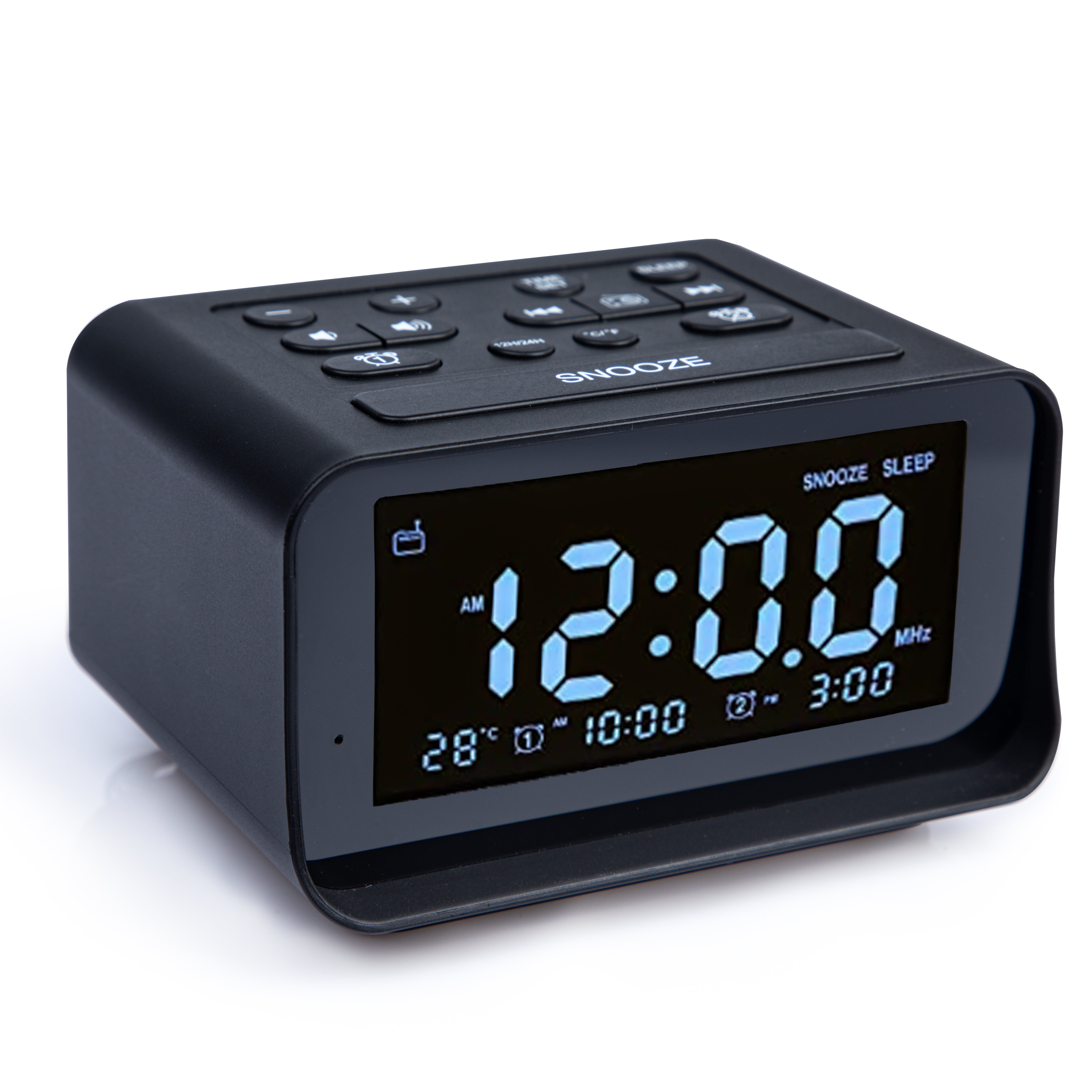 Bluetooth Alarm Clock with Thermometer Black