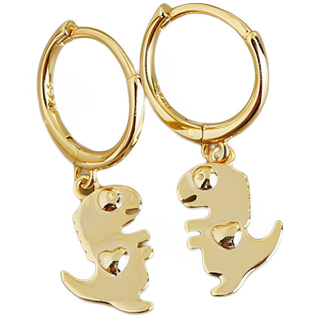 Gold Plated Bohemian Punk Dinosaur Studs, Creative Style - Free Shipping