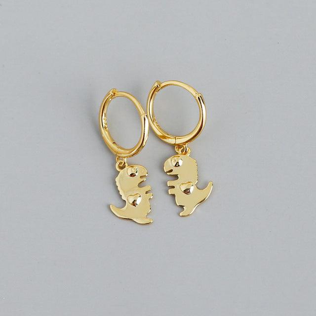 Gold Plated Bohemian Punk Dinosaur Studs, Creative Style - Free Shipping - Image 2