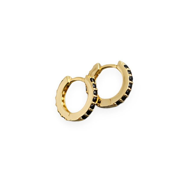 Gold Plated Black Punk CZ Round 8.8MM Ear Buckle, Sweet Fashion Deals - Free Shipping