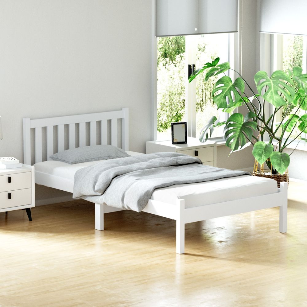 Artiss SOFIE King Single Wooden Bed Frame - White