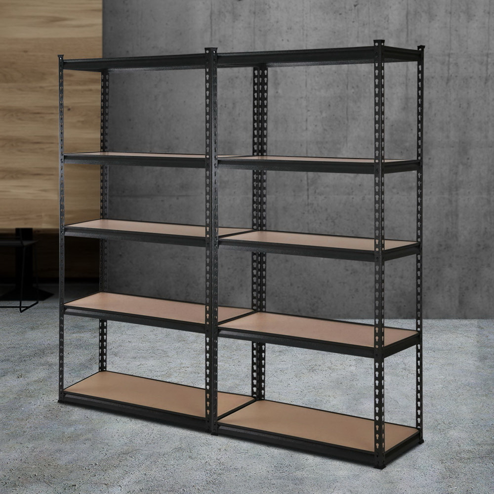 Giantz 2x 1.8M Black Garage Shelving Warehouse Storage Racks