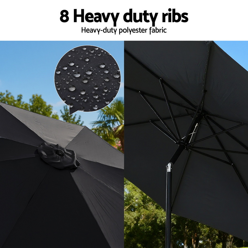 Instahut Outdoor Umbrella 2.9m with String Light - Image 7