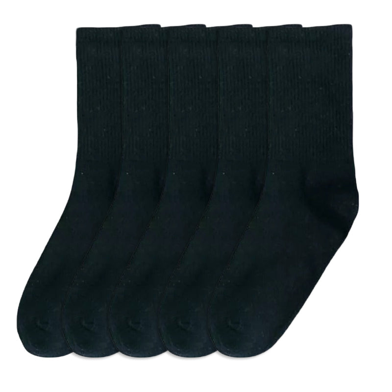 Black Sports Socks Solid Colours Cotton Unisex, Pure Comfort - Free Shipping