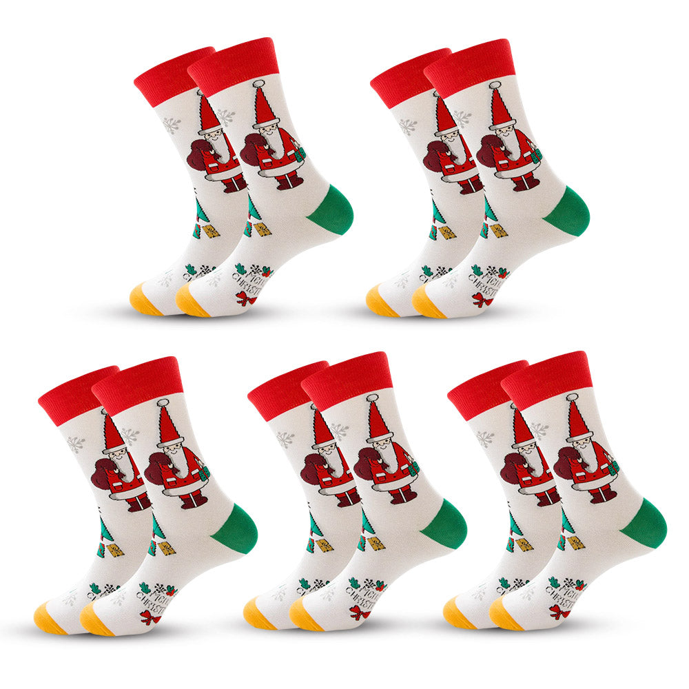 White Socks Crystal Silk Tide Winter Holiday Snowflake 5 Pairs, Ultimate Comfort - Free Shipping