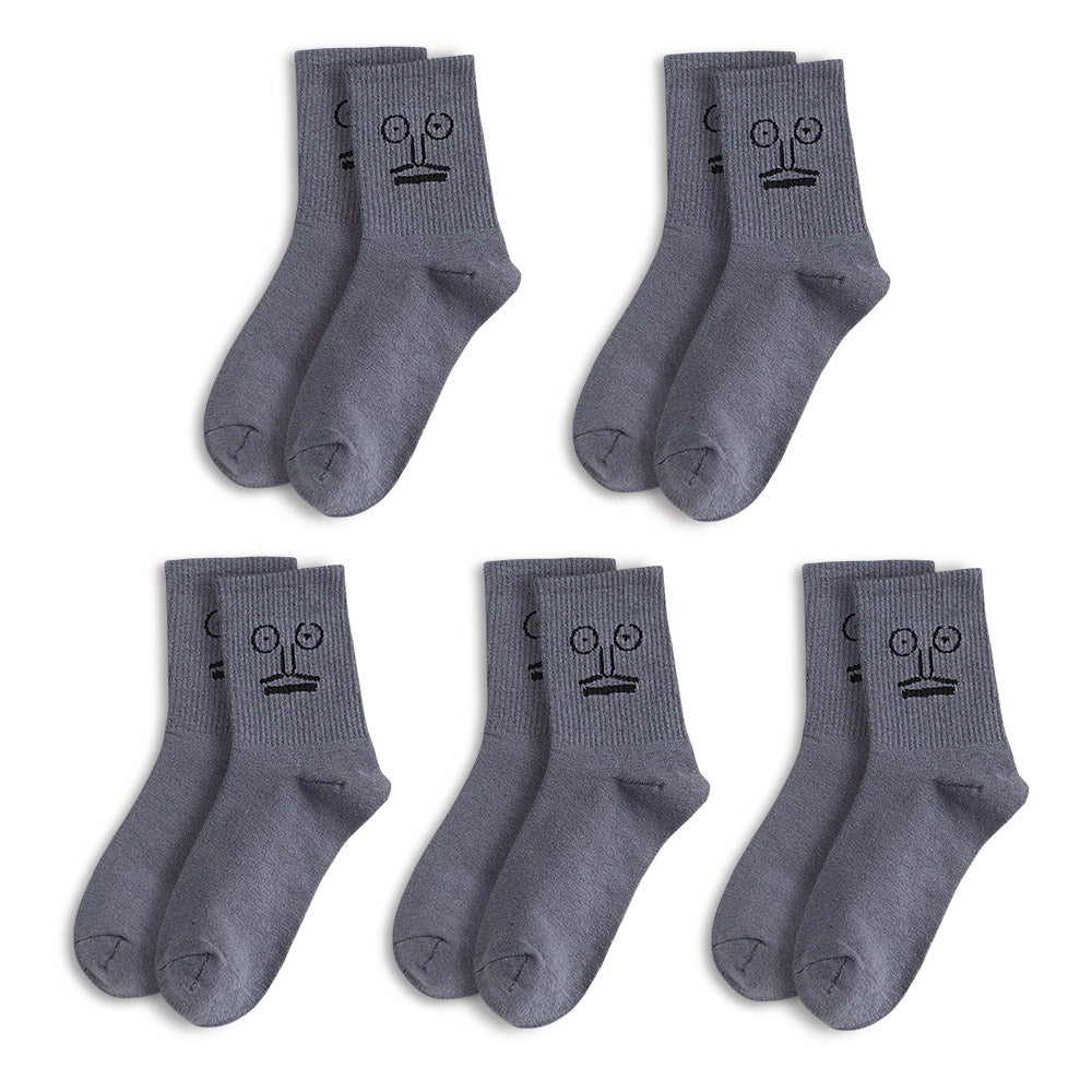 Grey Unisex Surprise Socks 5 Pairs, One Size 5-9, Fashion for All Walks of Life - Free Shipping