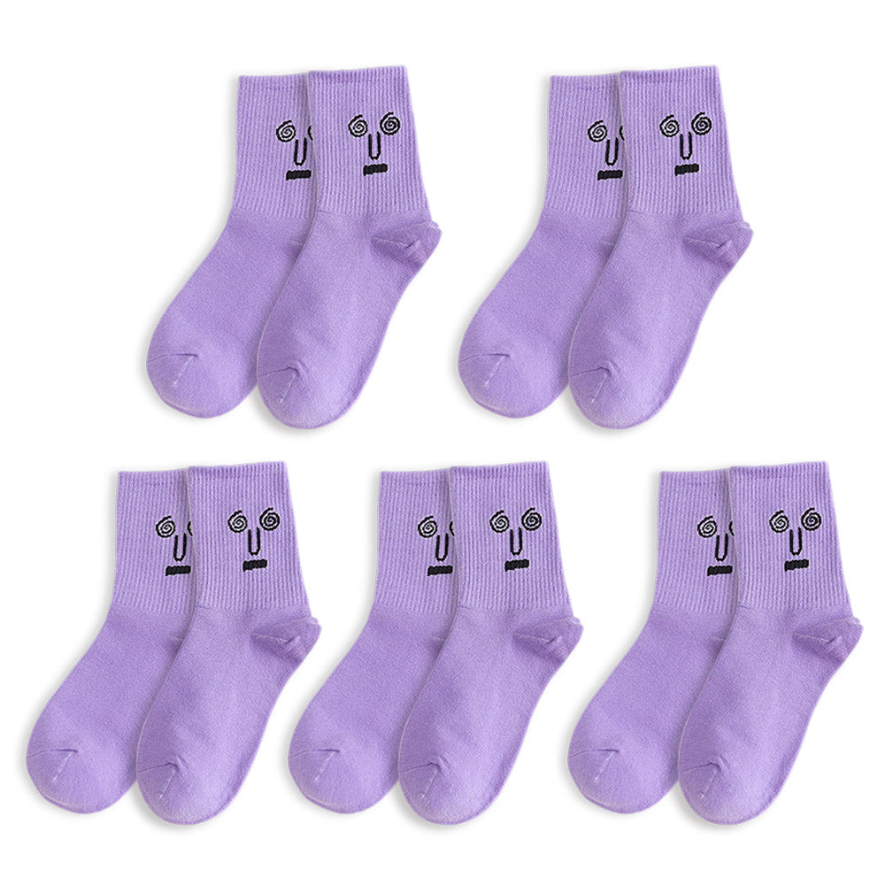 Purple Unisex Surprise Socks 5 Pairs, One Size 5-9, Premium Quality Fashion - Free Shipping