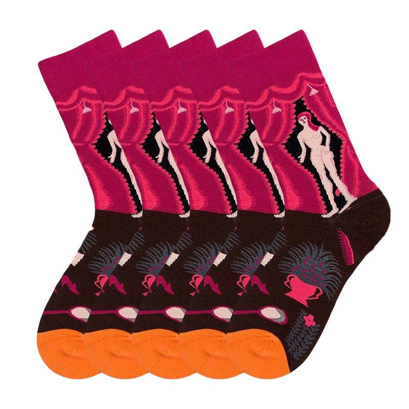 Naked Woman Abstract Art Rude Socks Combed Cotton Novelty Christmas Gift, High End Fashion