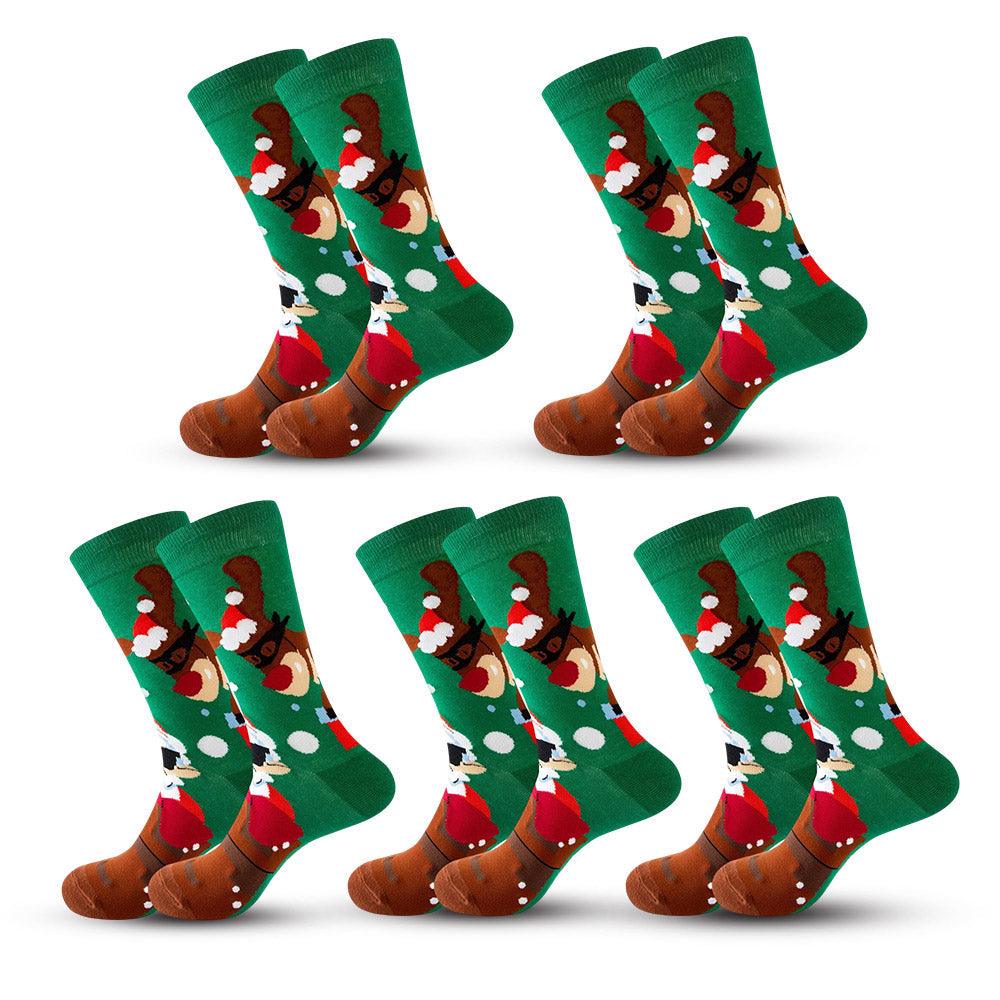 Red Green Socks Crystal Silk Tide Reindeer, Christmas Spirit