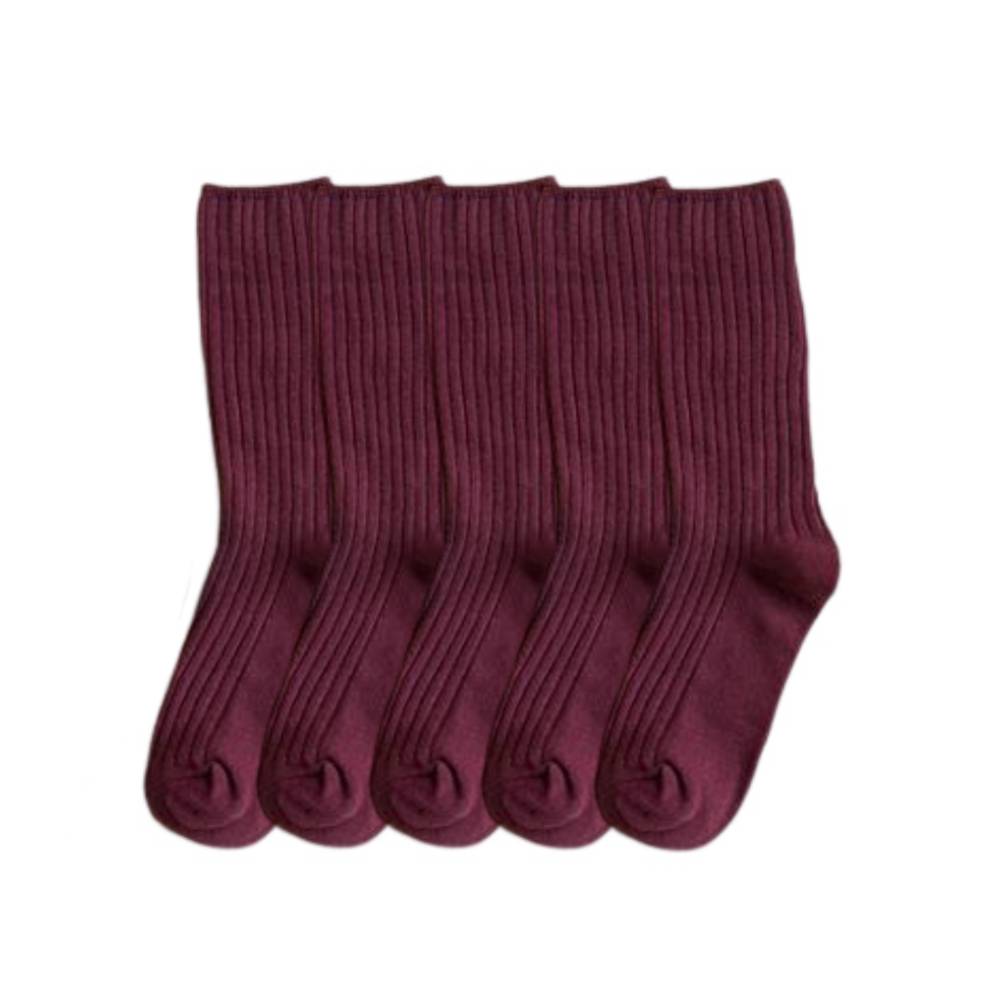 5 Pairs One Size 36-43 Retro Long Knitted Cotton Solid Colour Women's Socks (Purple) - Free Shipping