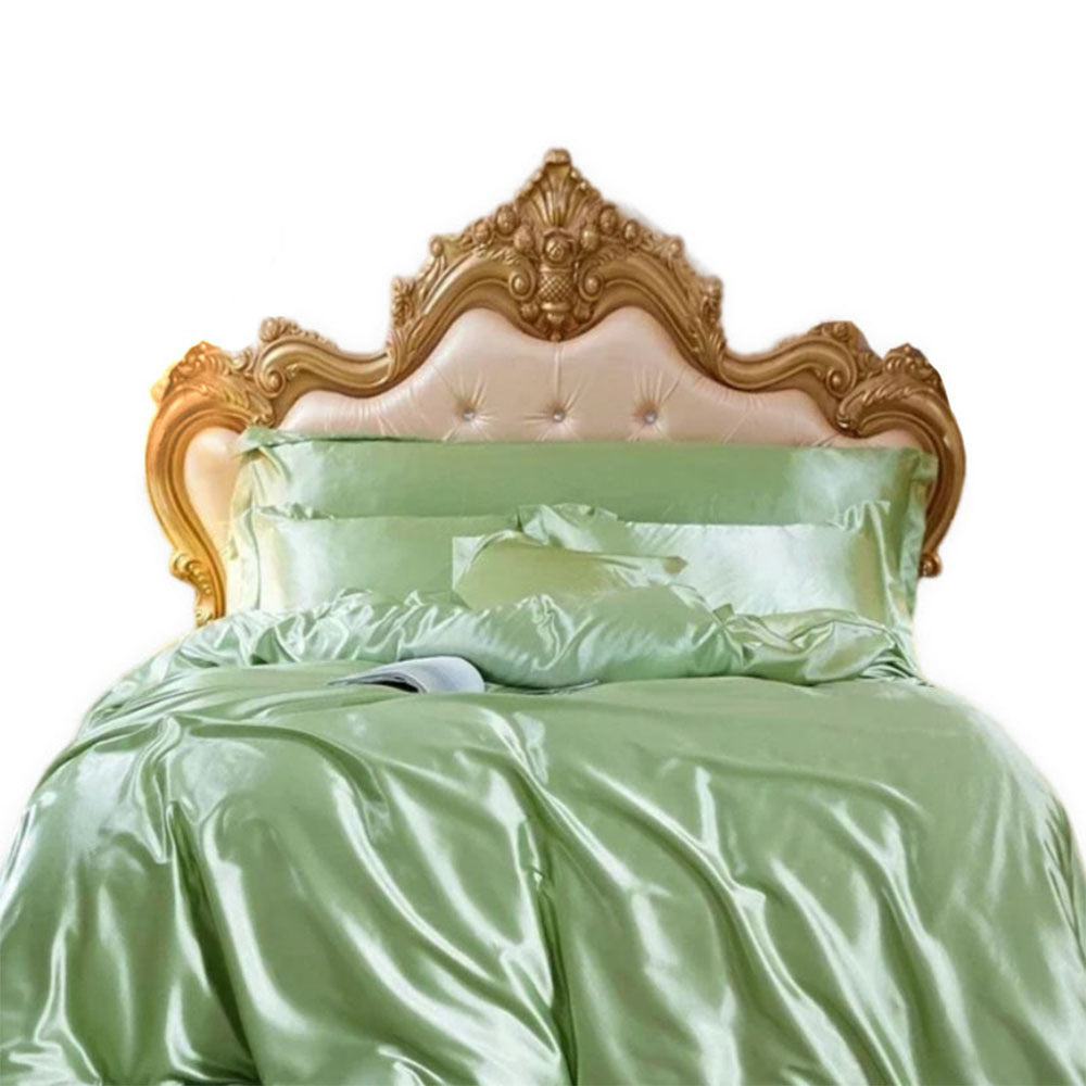 Sage Green US Full Size 3 Pcs Lux Satin Duvet Cover, Bedding Decor