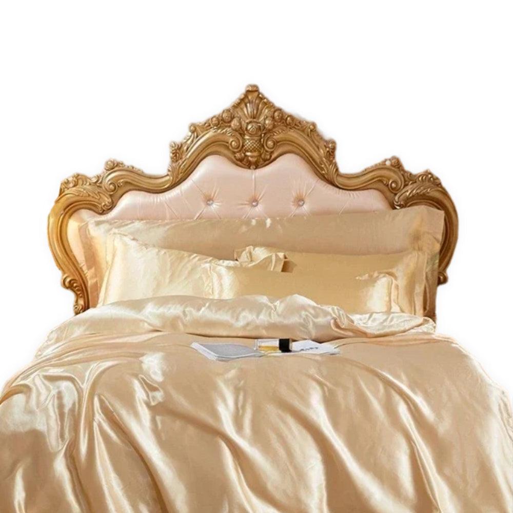 Beige US Queen, 3-Pc Satin Smooth Duvet Set, Luxury Polyester Comfort