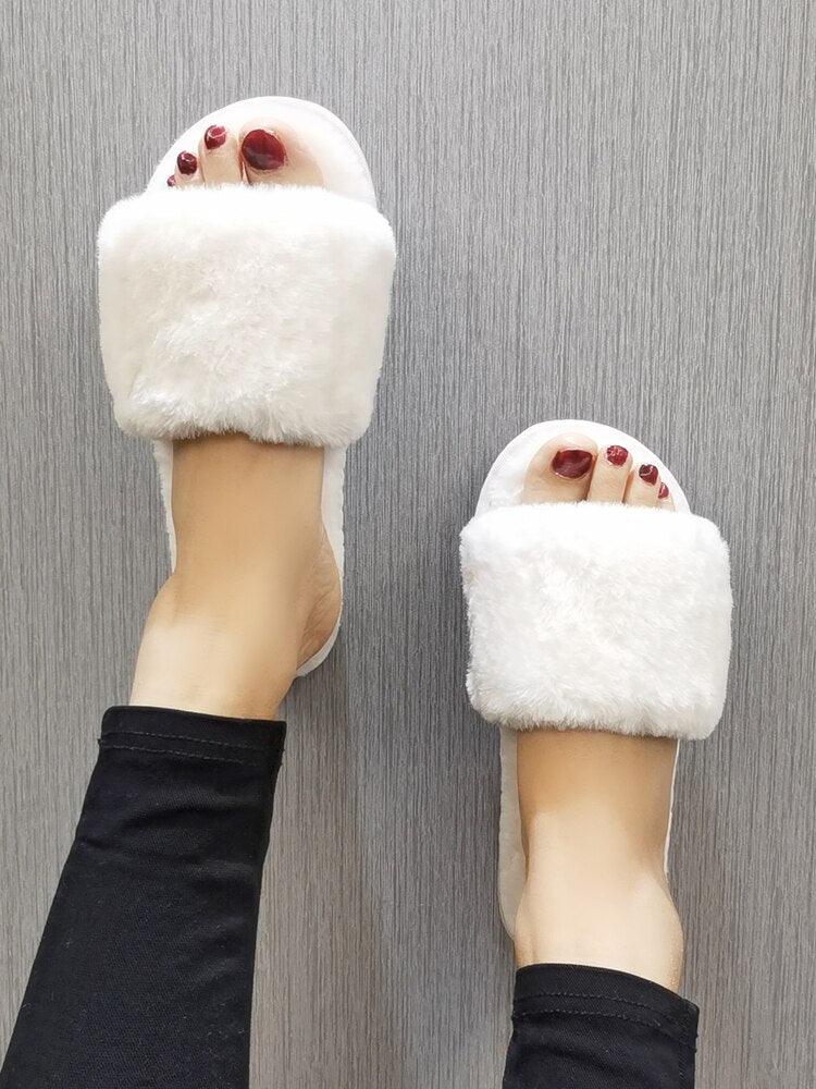 Plush Slippers Flip Flop Size 5-6, Pink Warm Winter, Comfortable Indoor Wear - Image 5