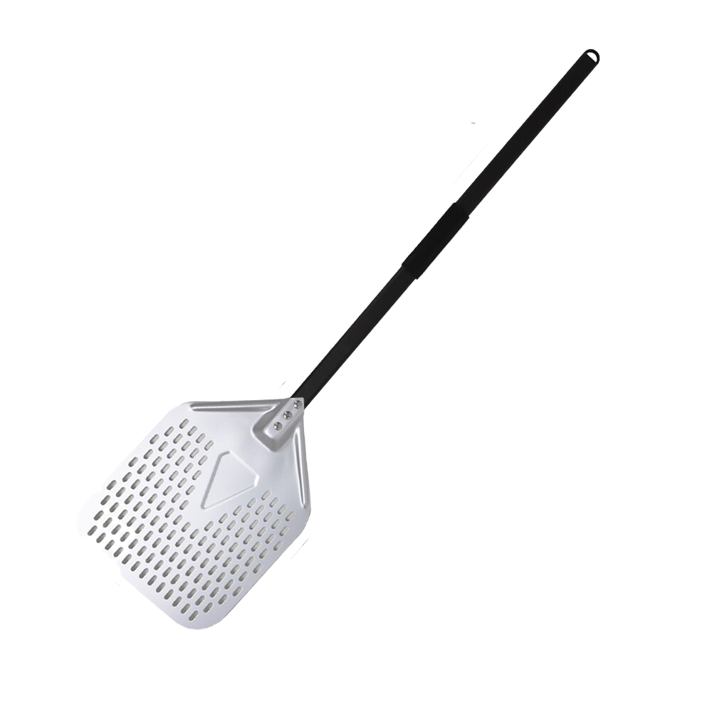 Silver Pizza Shovel 28cm x 108.5cm, Perforated Peel, Metal Handle, Baking Tool