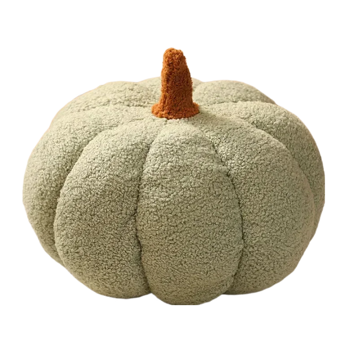 Forest Green Lamb Fleece Pumpkin Plush Throw Pillow 20cm, Luxury Sleep