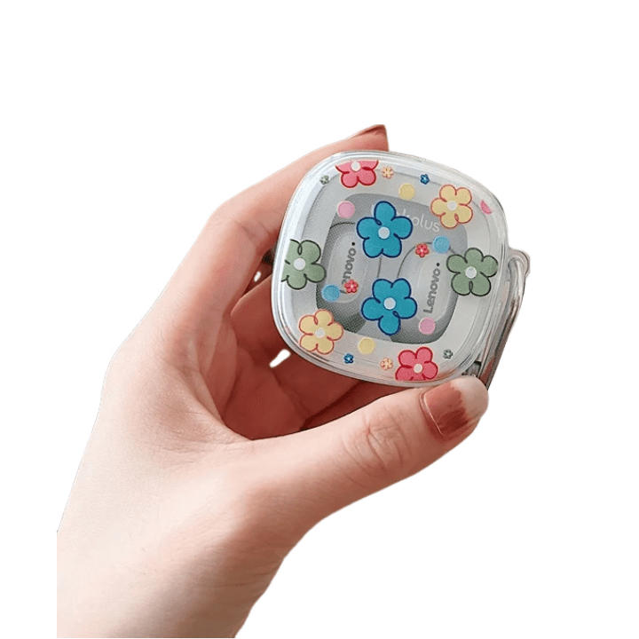 Coloured Big Flower Earphone Case for Lenovo XT62 TWS - Soft TPU Protective Cover with Hook