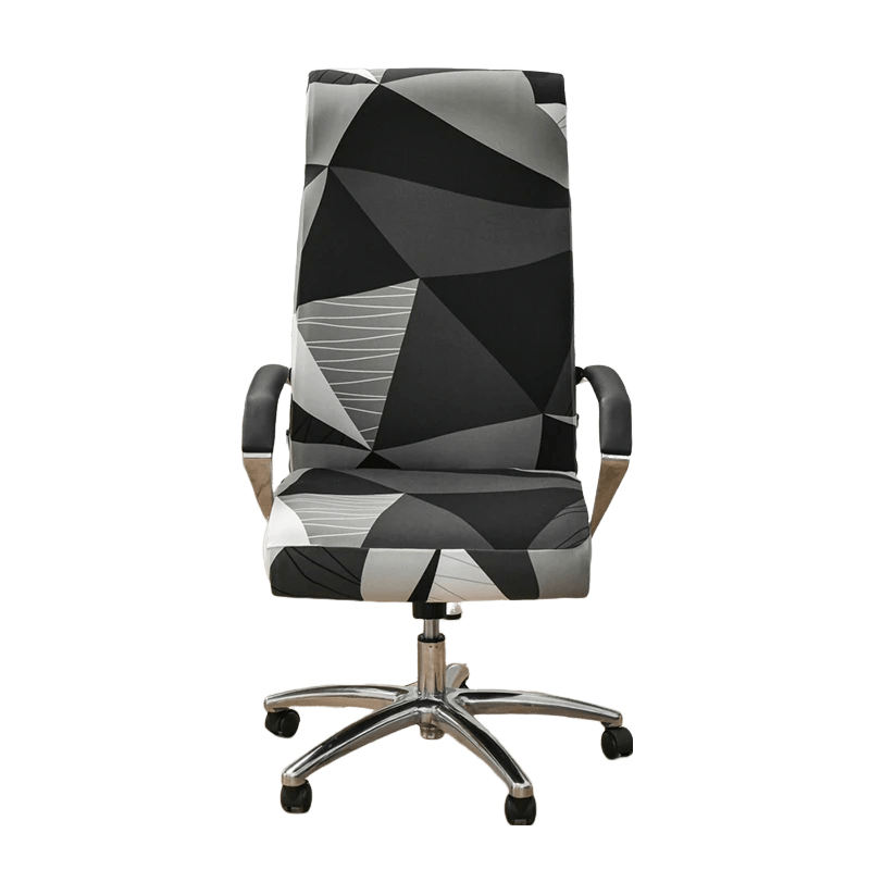 Office Gaming Chair Cover Black and White Geometric Large Non-Slip Armrest Protector